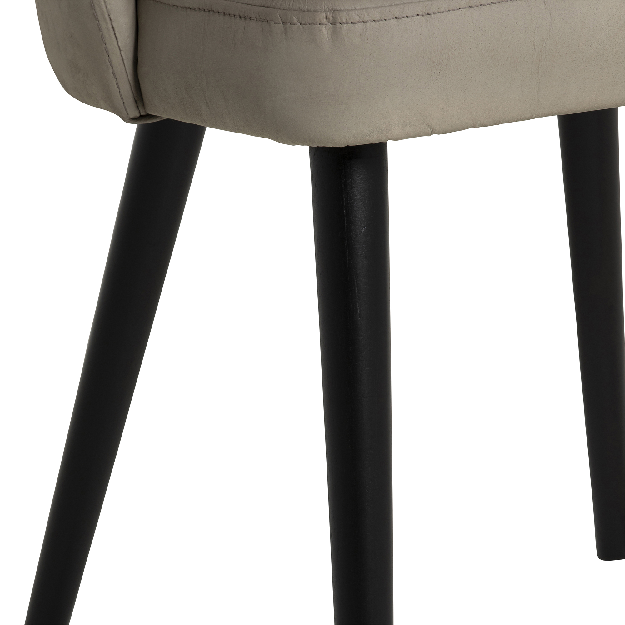 Beck Grey Leather Curved Open Back Dining Chair, Concrete Matt and Black