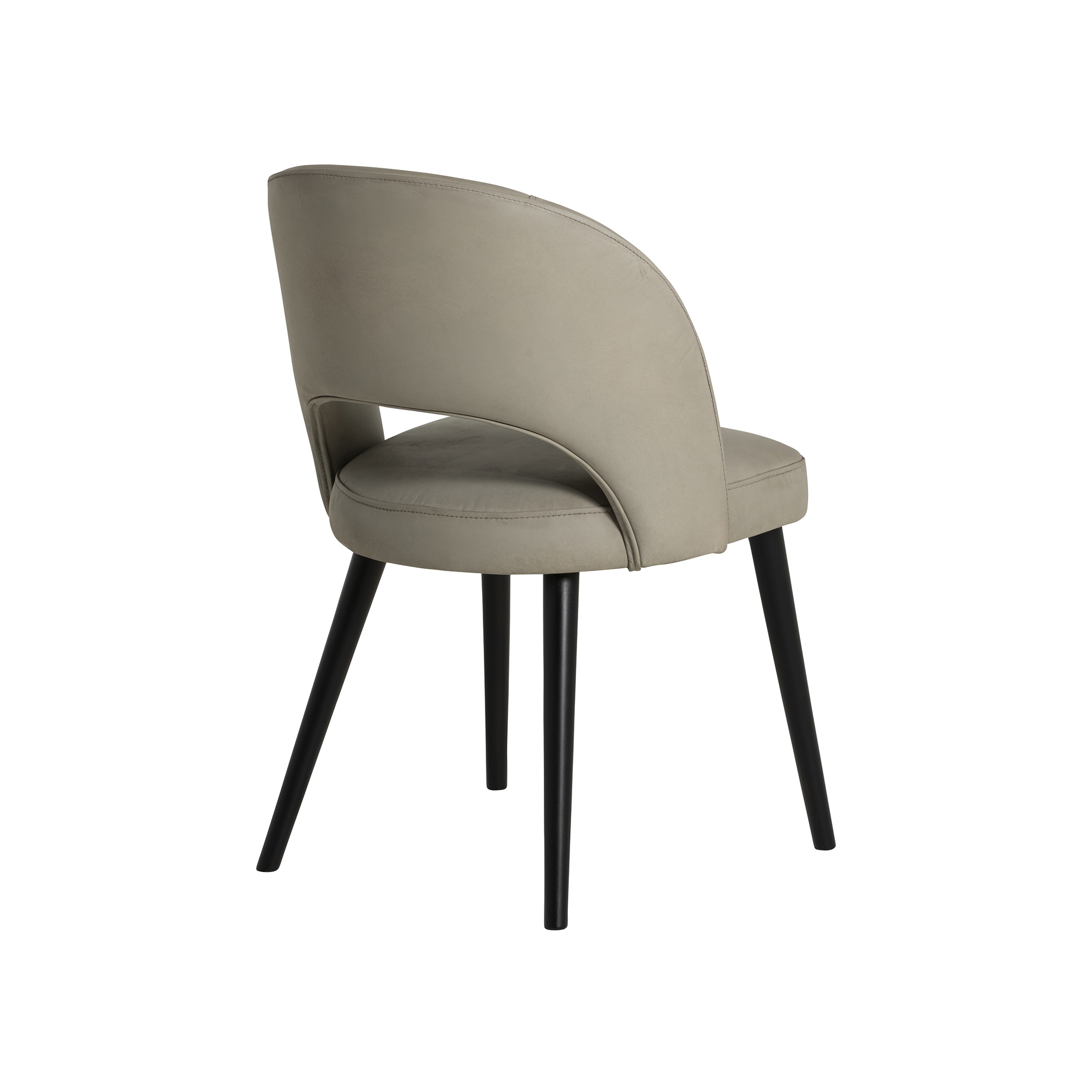 Beck Grey Leather Curved Open Back Dining Chair, Concrete Matt and Black
