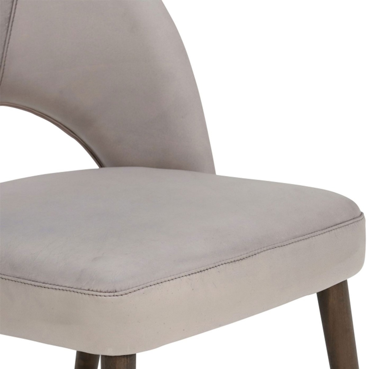 Beck Grey Leather Curved Dining Chair, Concrete Matt and Carbon Legs