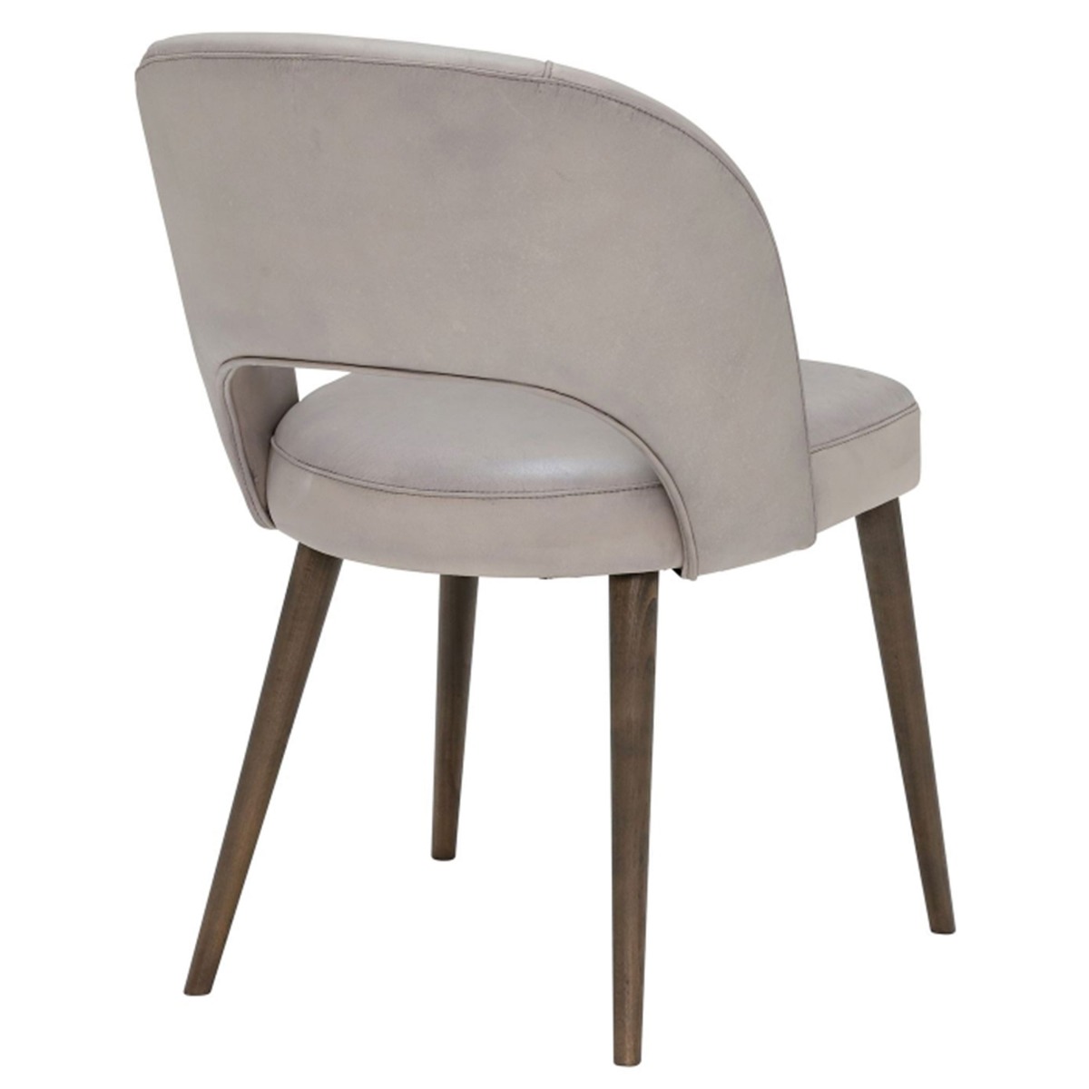 Beck Grey Leather Curved Dining Chair, Concrete Matt and Carbon Legs