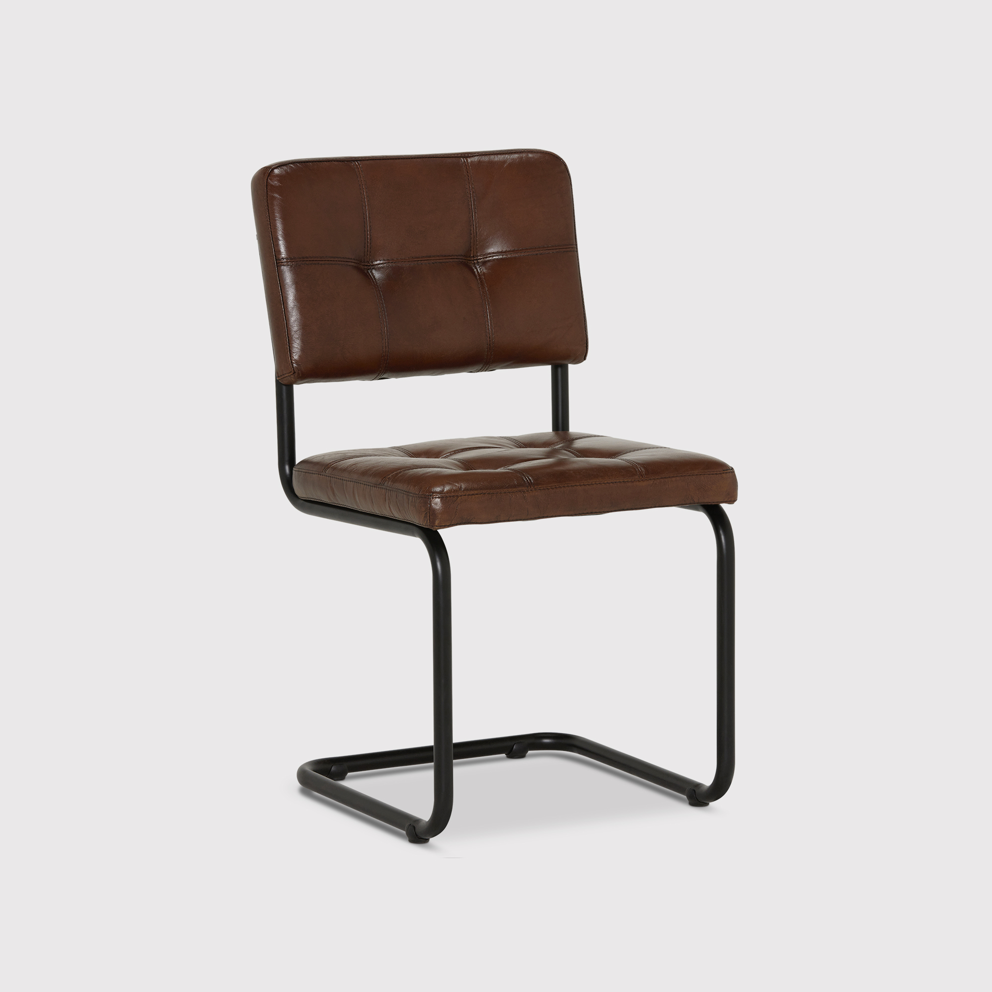Byron Brown Leather Tufted Dining Chair