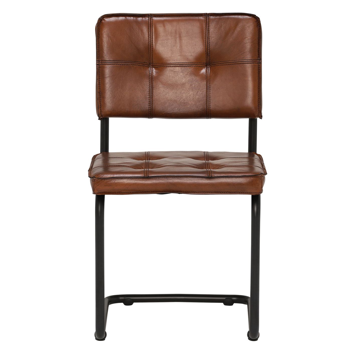Byron Brown Leather Tufted Dining Chair