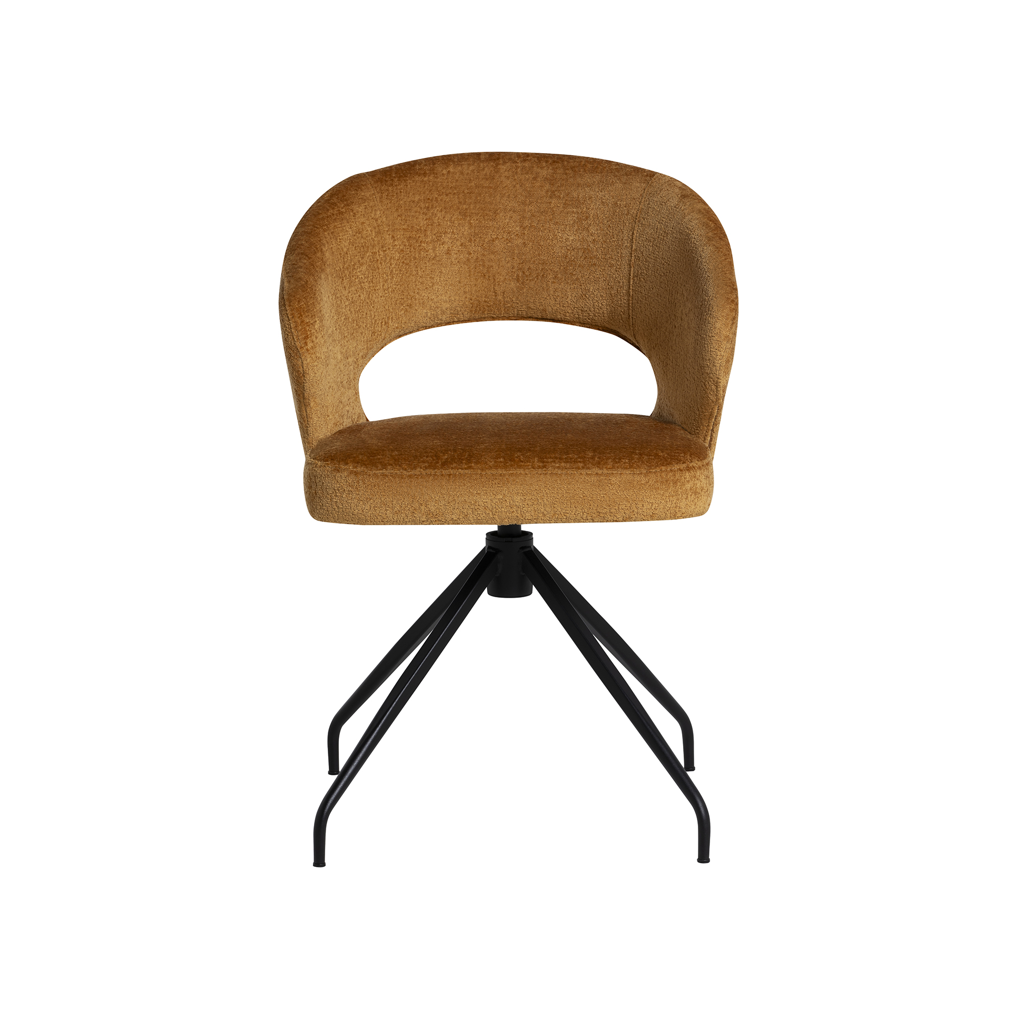 Cagney Golden Curved Open Back Fabric Swivel Chair, Matt Black