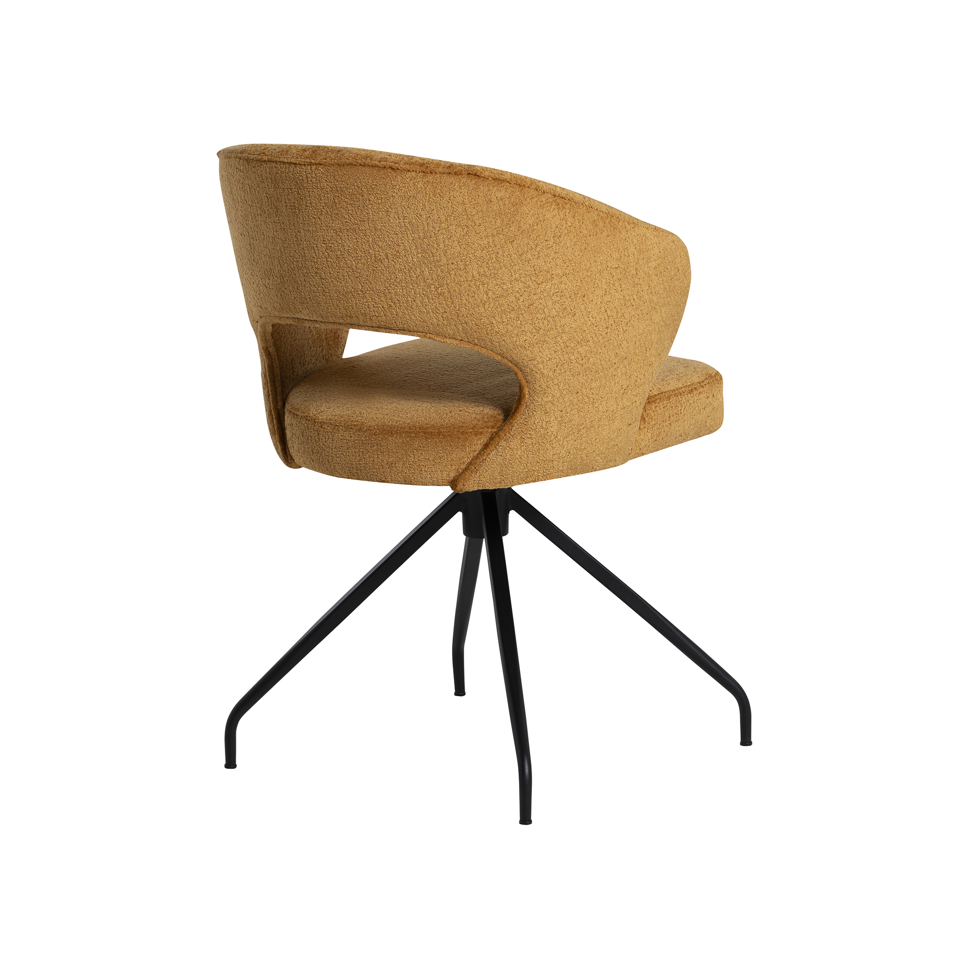 Cagney Golden Curved Open Back Fabric Swivel Chair, Matt Black