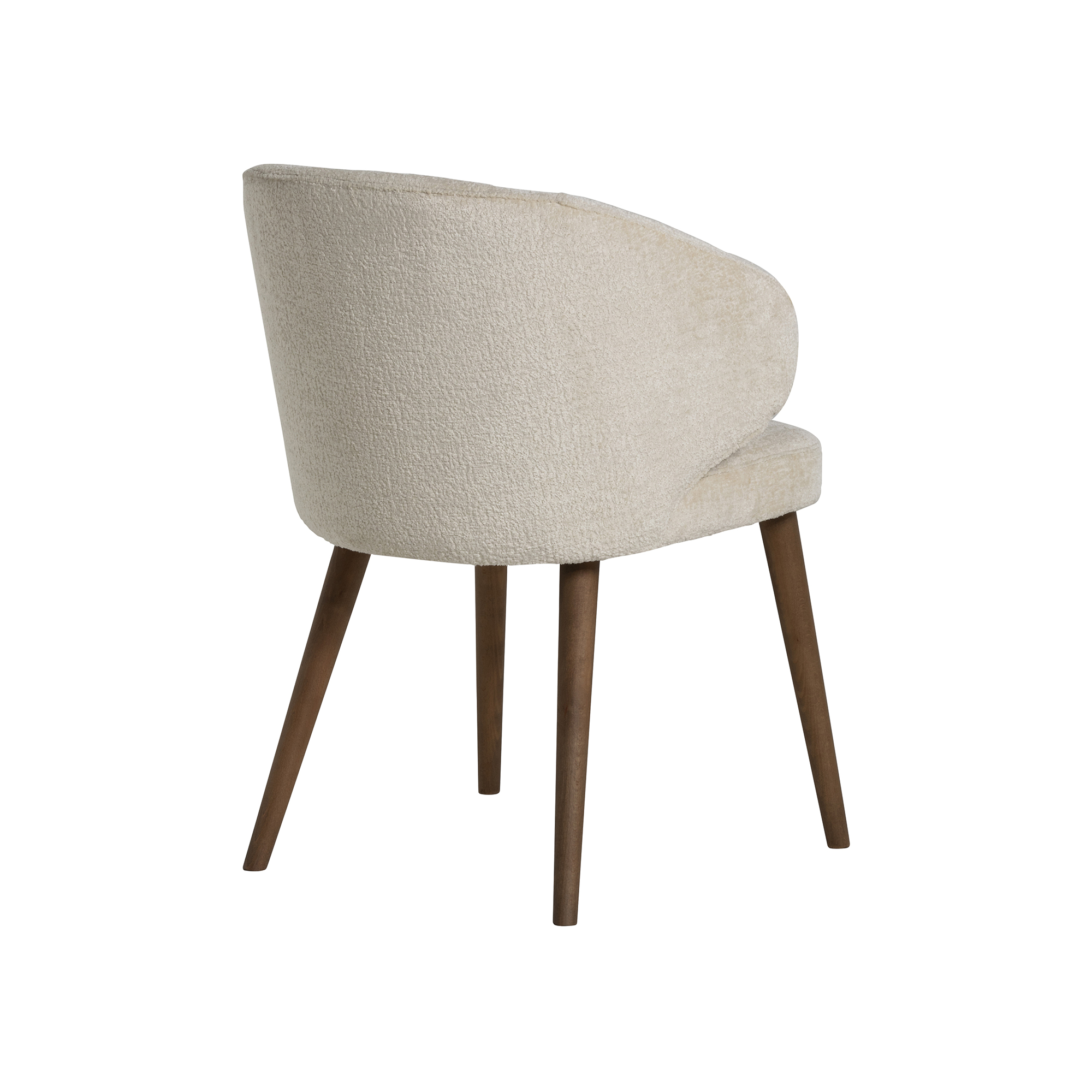 Minerva Cream Fabric Curved Dining Chair, Bergen 900 Ivory and Weathered Oak
