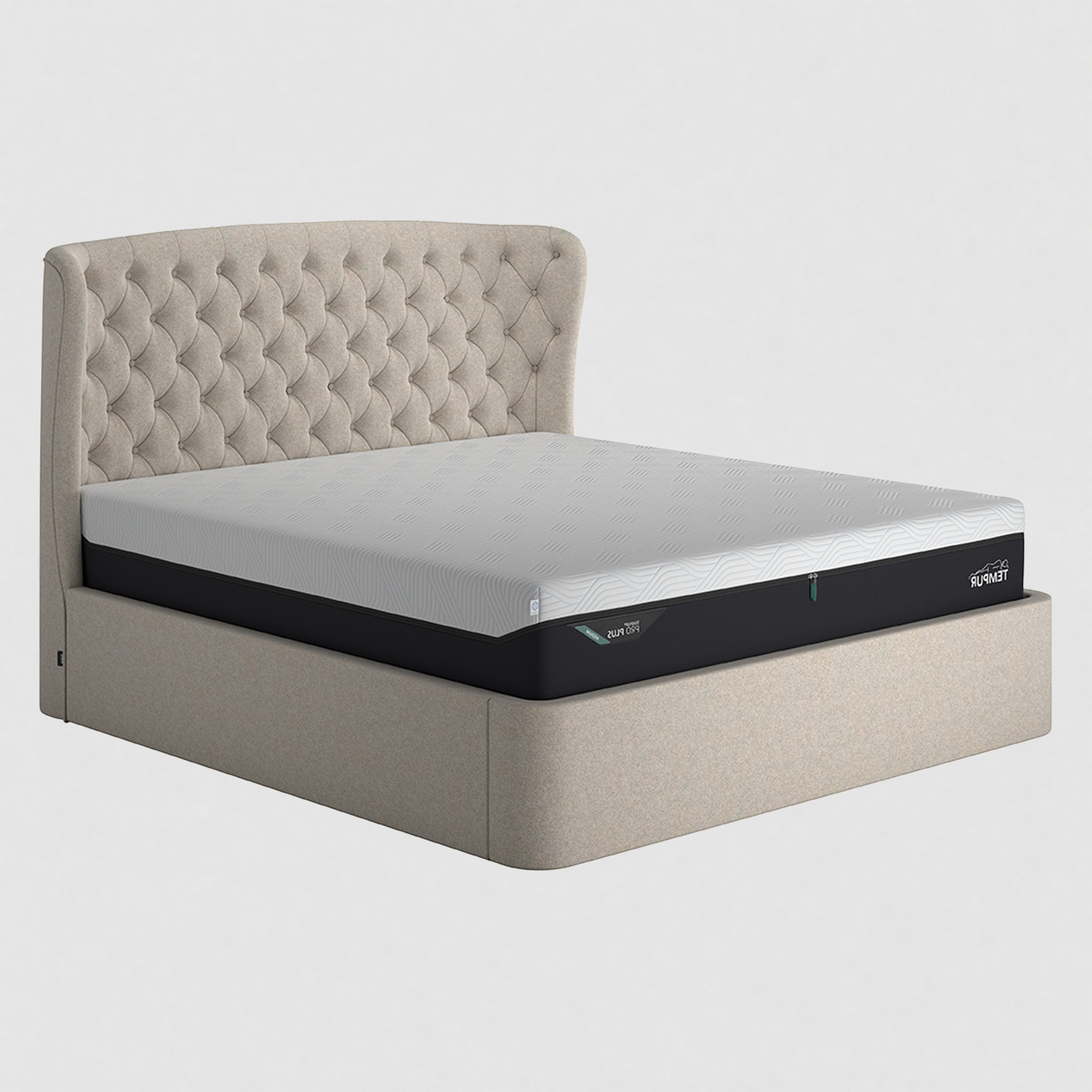 Holcot Shetland Pebble Fabric King Ottoman Bed Frame