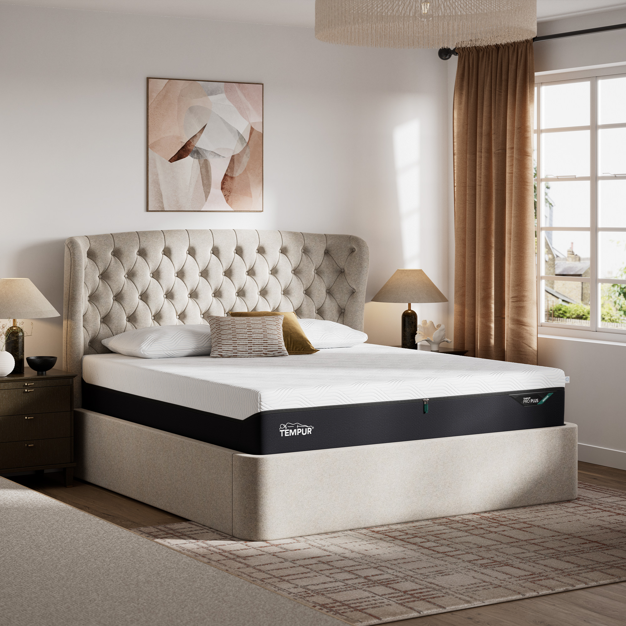 Holcot Shetland Pebble Fabric King Ottoman Bed Frame