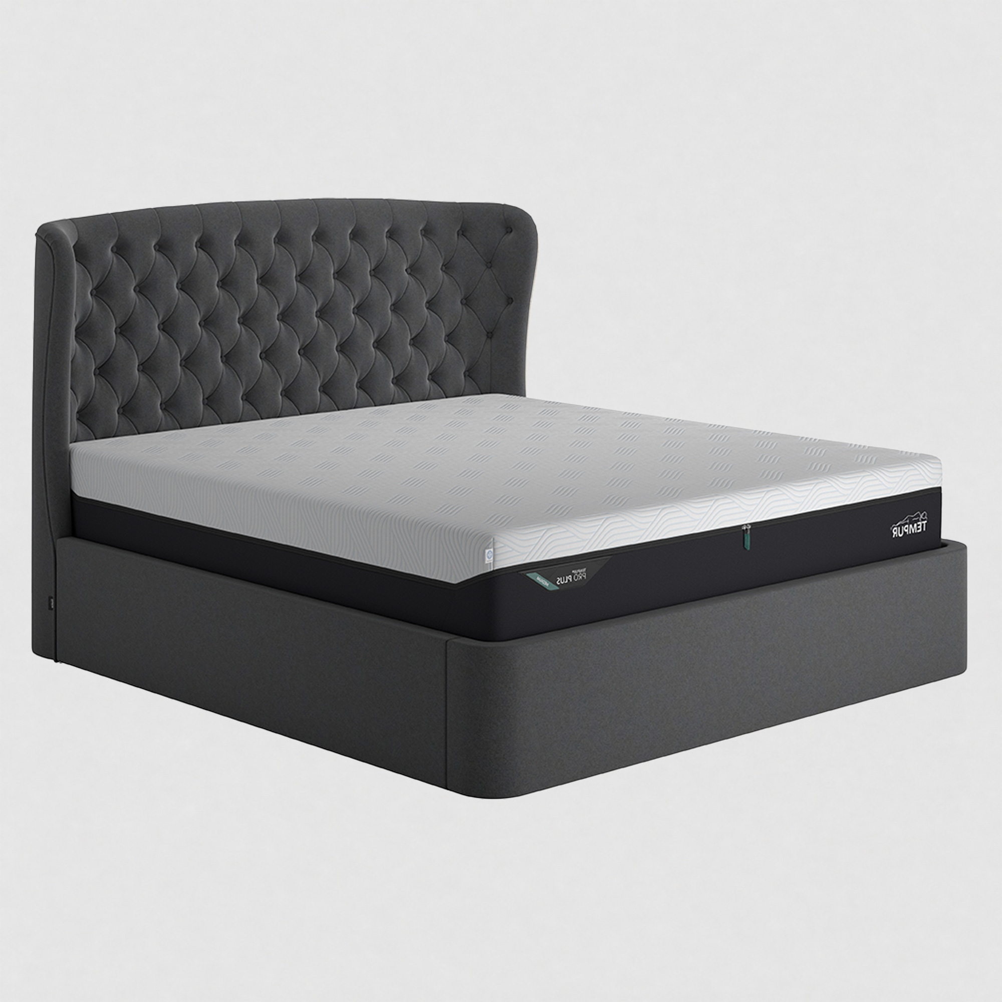 Holcot Shetland Slate Fabric King Ottoman Bed Frame