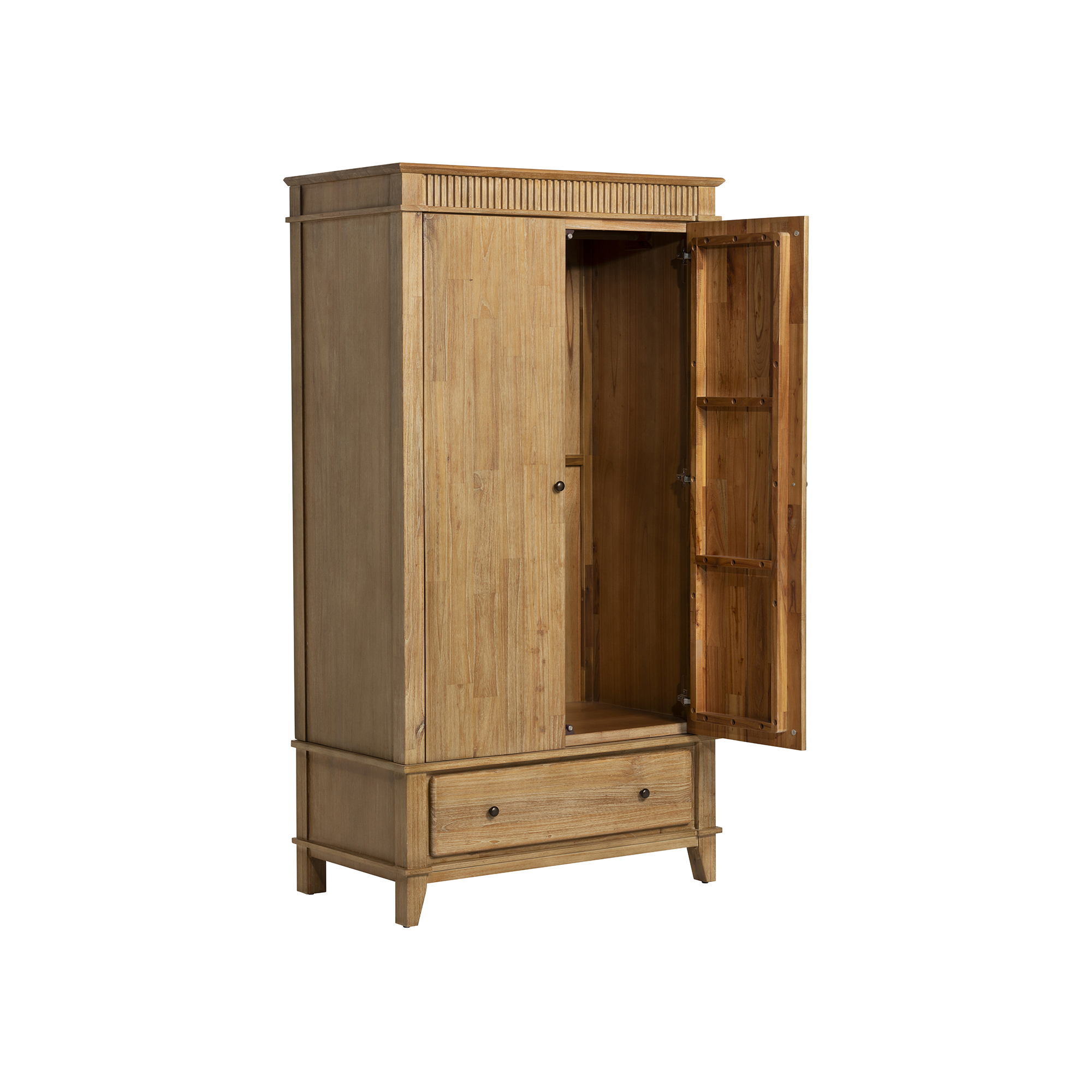 Selene Brown Mindi Wood 2 Door Wardrobe, Golden Oak Mindi wood