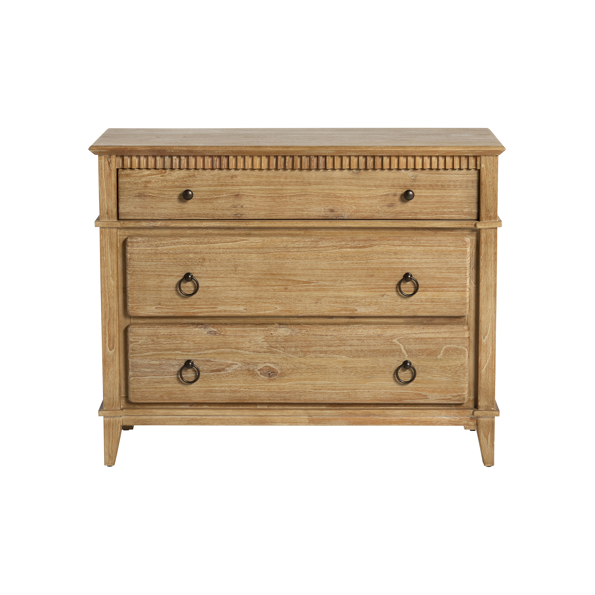 Selene Brown Mindi Wood 3 Drawer Chest, Golden Oak Mindi wood