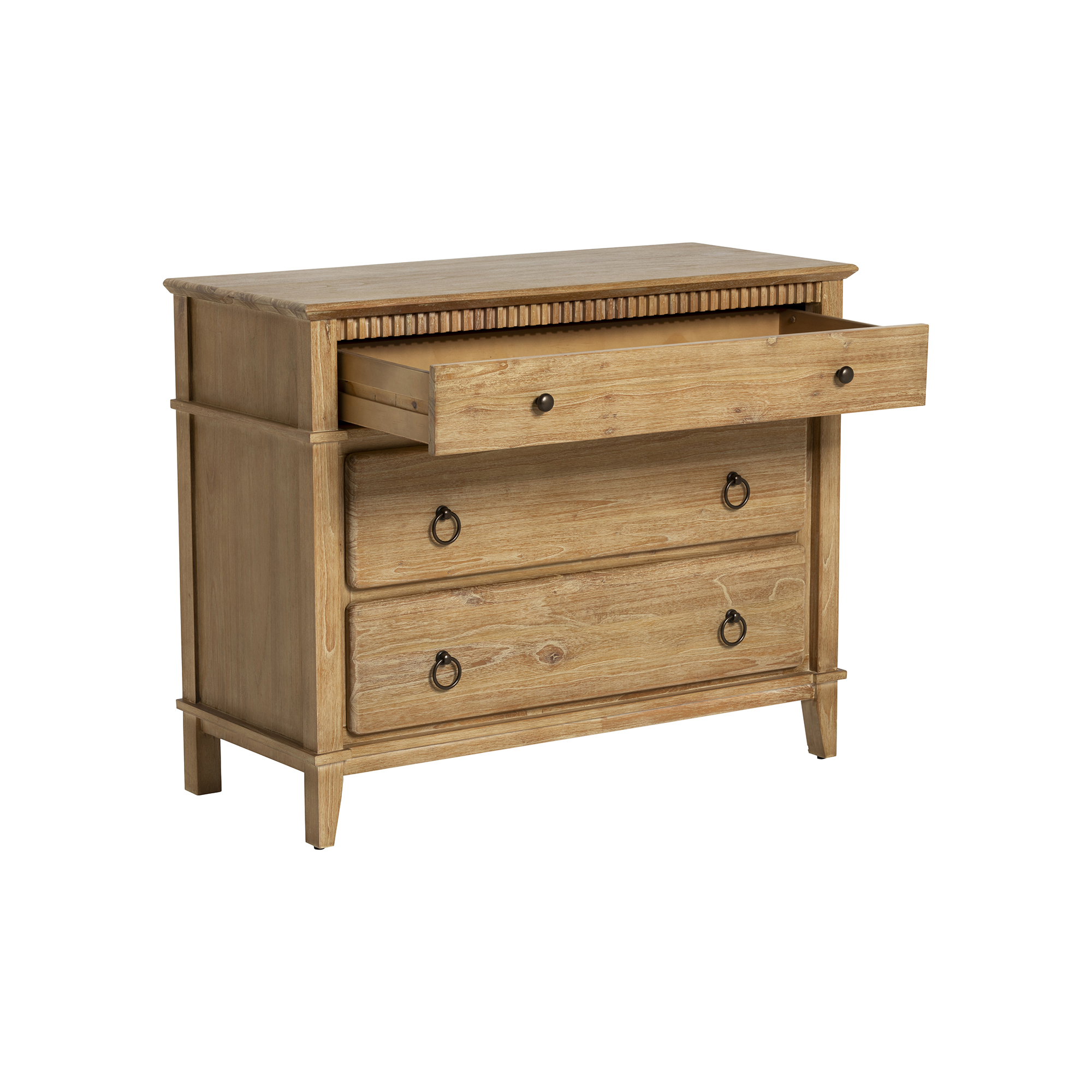 Selene Brown Mindi Wood 3 Drawer Chest, Golden Oak Mindi wood