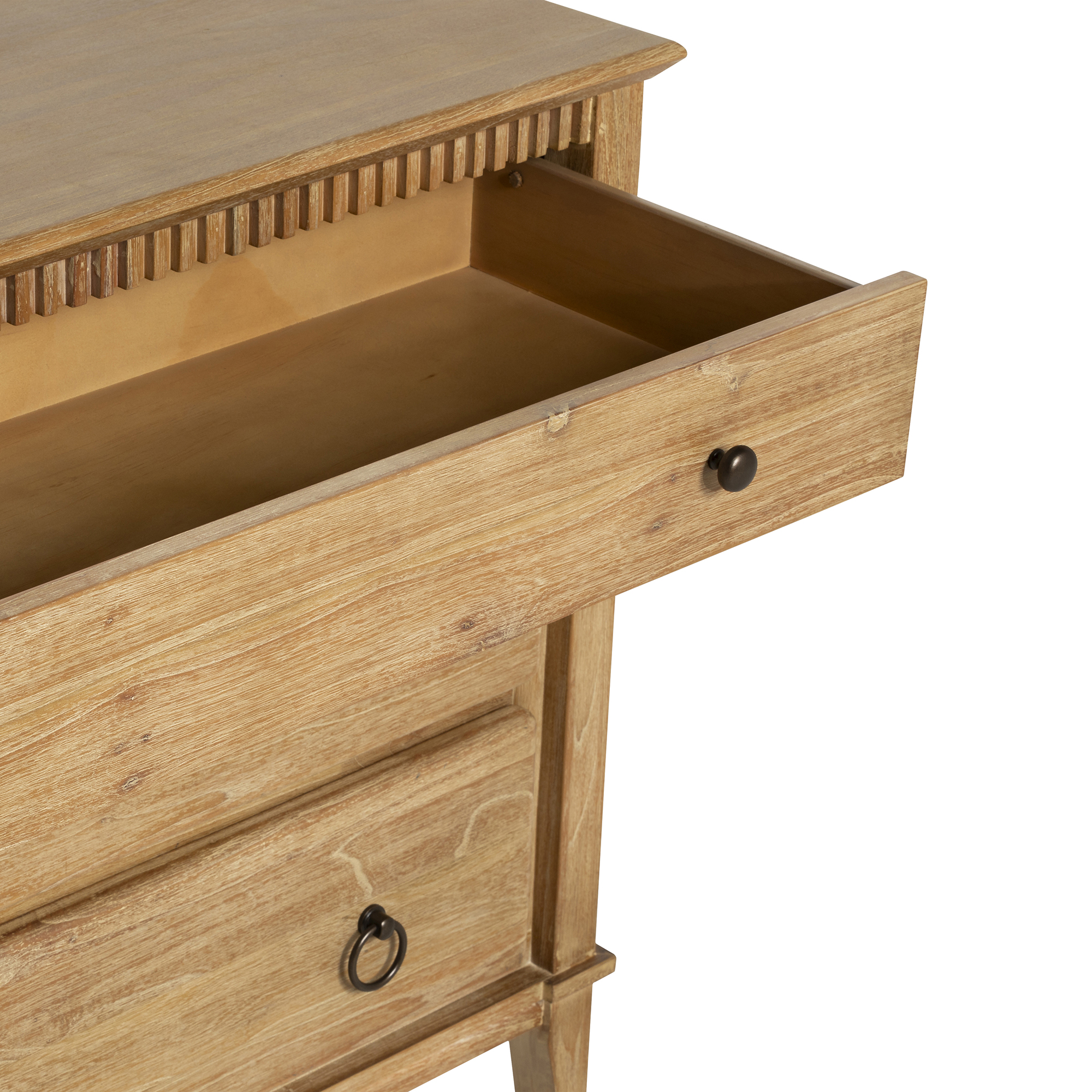 Selene Brown Mindi Wood 3 Drawer Chest, Golden Oak Mindi wood