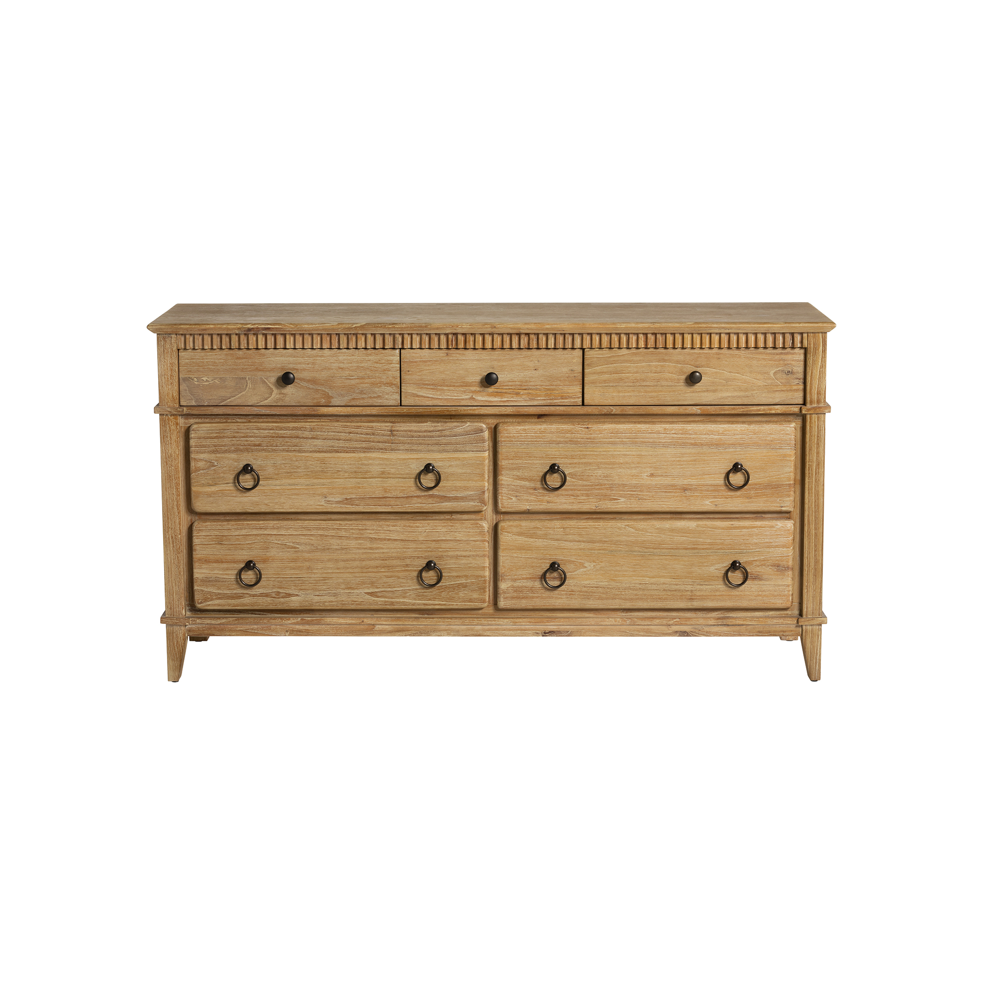 Selene Brown Mindi Wood 7 Drawer Chest, Golden oak Mindi wood