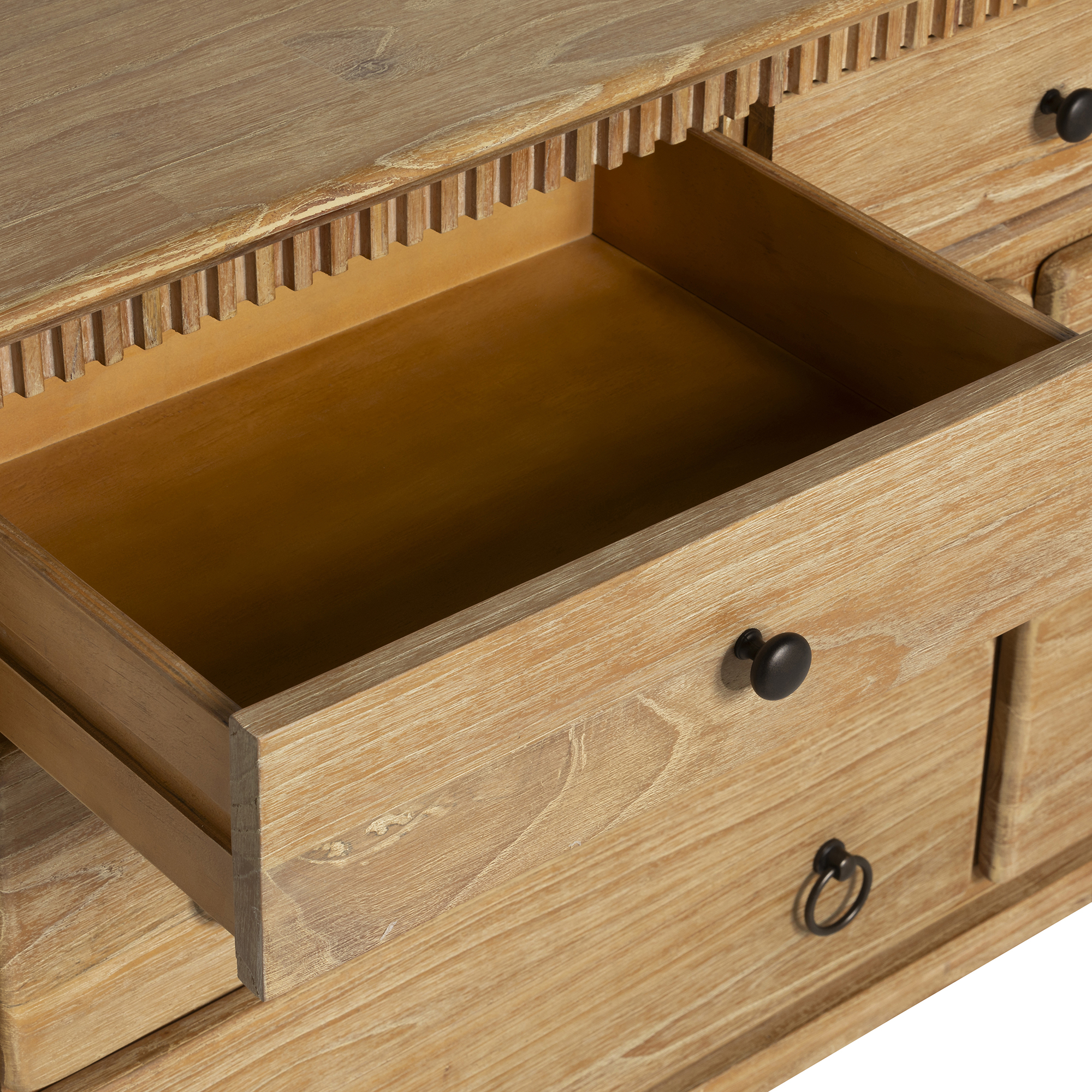 Selene Brown Mindi Wood 7 Drawer Chest, Golden oak Mindi wood