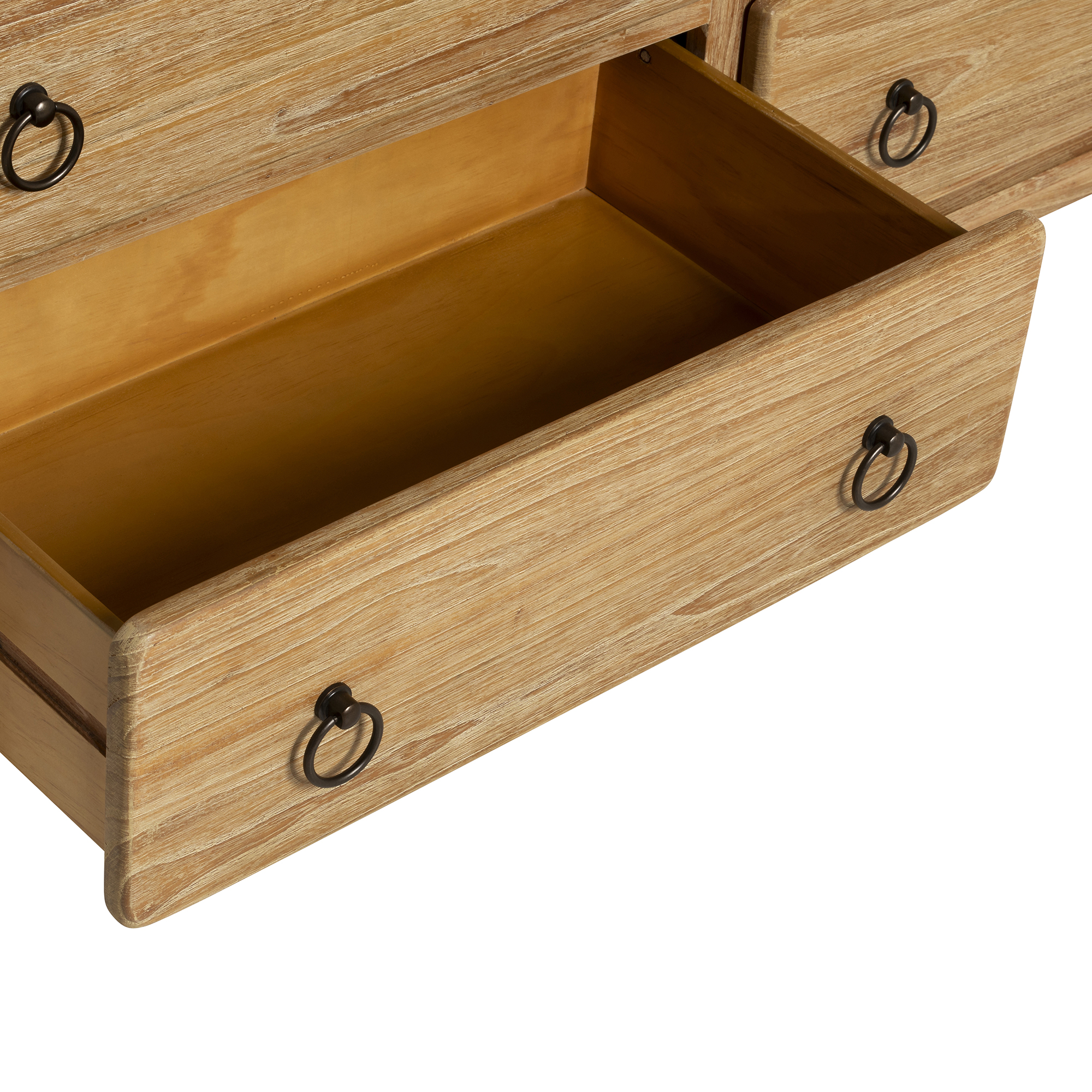 Selene Brown Mindi Wood 7 Drawer Chest, Golden oak Mindi wood