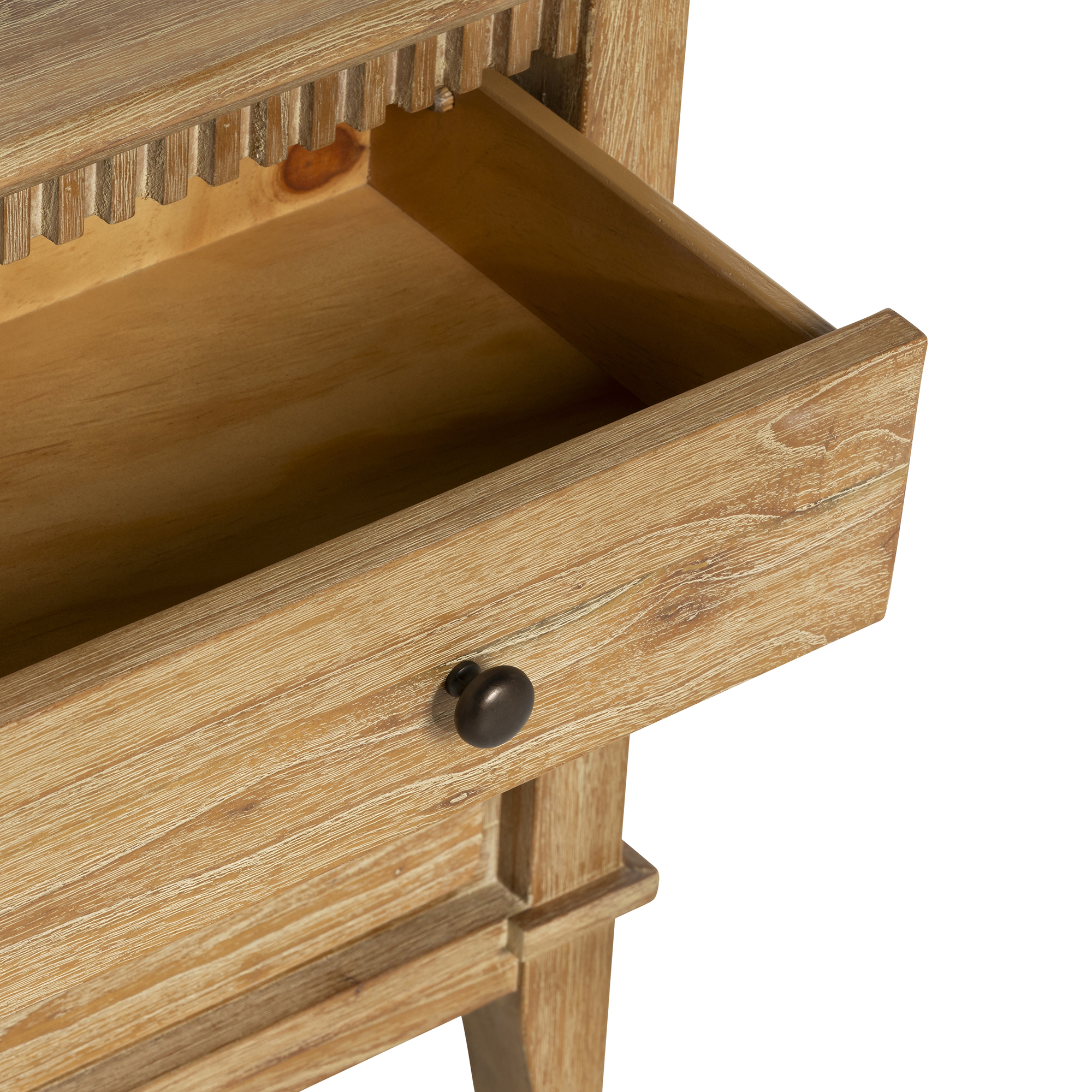 Selene Brown Mindi Wood 2 Drawer Bedside Cabinet, Golden Oak Mindi wood