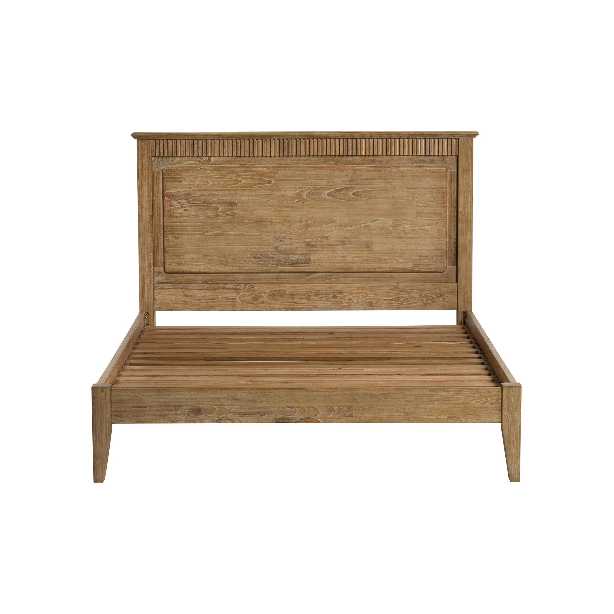 Selene Brown Mindi Wood King Bed Frame, Golden Oak Mindi wood
