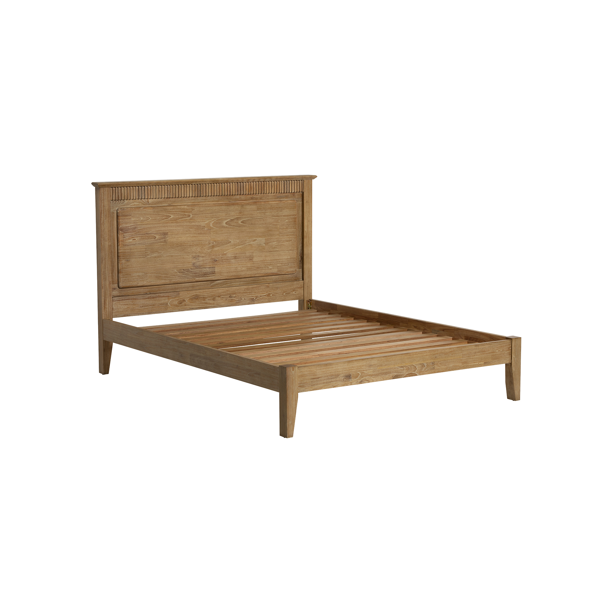 Selene Brown Mindi Wood King Bed Frame, Golden Oak Mindi wood