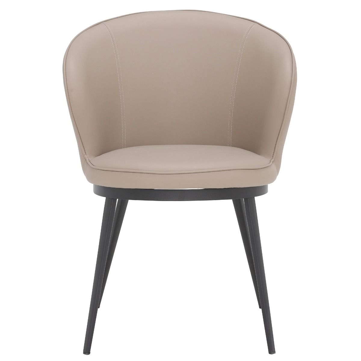 Quebec Taupe Faux Leather Curved Dining Tub Chair, Taupe Faux Leather and Black Legs