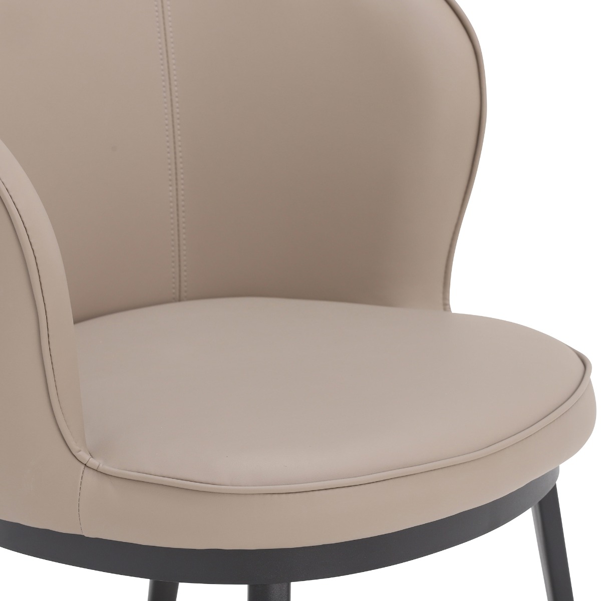Quebec Taupe Faux Leather Curved Dining Tub Chair, Taupe Faux Leather and Black Legs