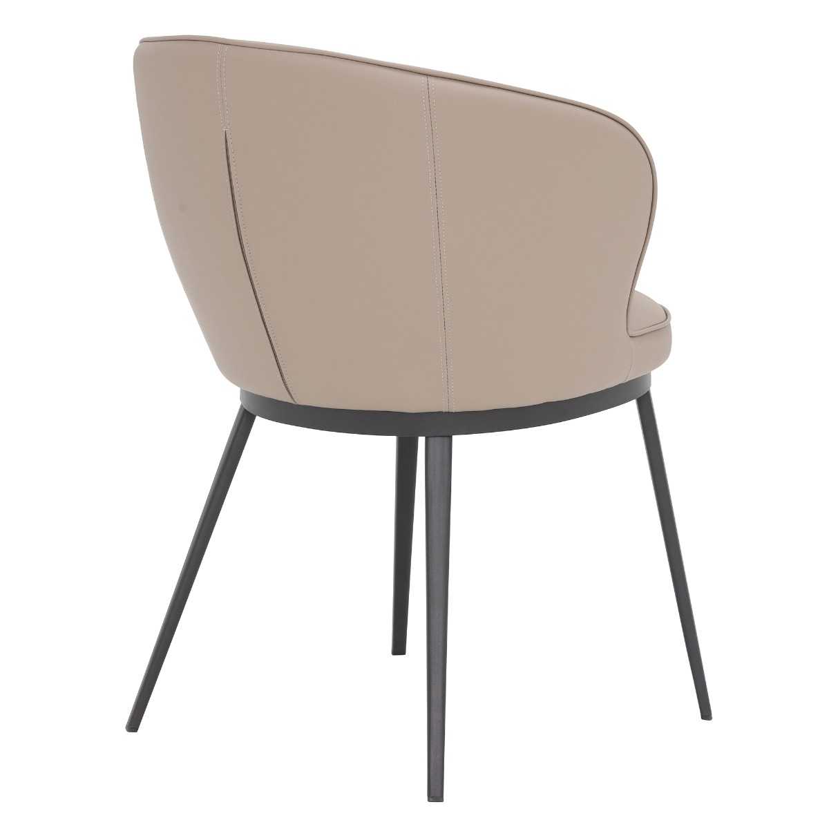 Quebec Taupe Faux Leather Curved Dining Tub Chair, Taupe Faux Leather and Black Legs