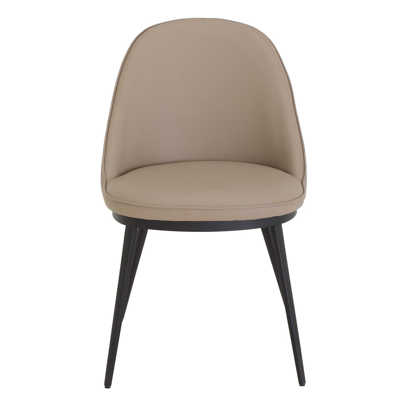 Quebec Taupe Faux Leather Curved Dining Chair, Taupe Faux Leather and Black Legs