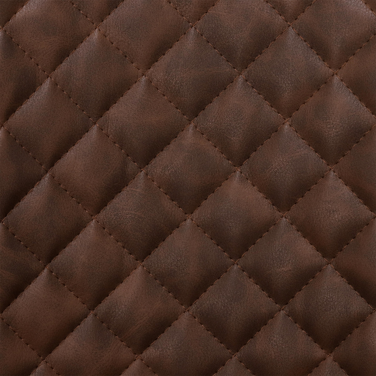 Rivington Brown Faux Leather Quilted Counter Stool, Vintage Dark Brown PU and Black Legs