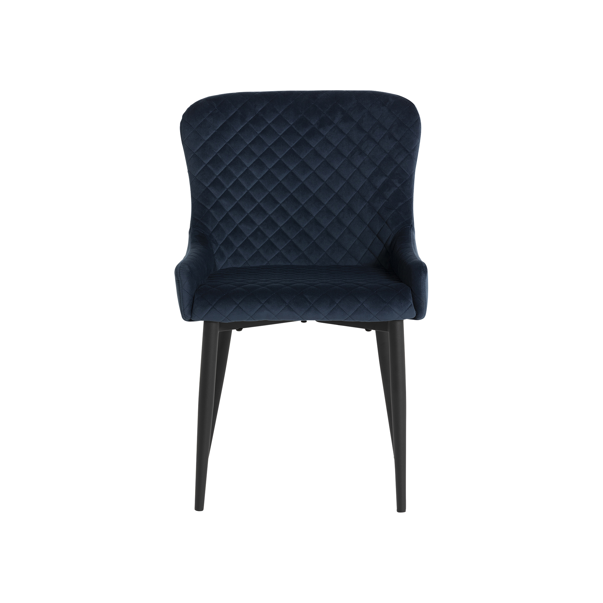 Rivington Blue Velvet Quilted Dining Chair, Blue Velvet and Black Legs