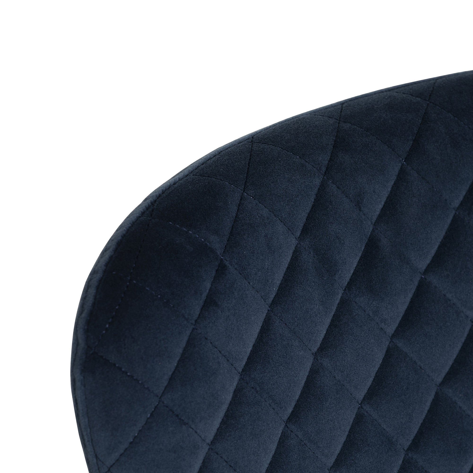 Rivington Blue Velvet Quilted Dining Chair, Blue Velvet and Black Legs