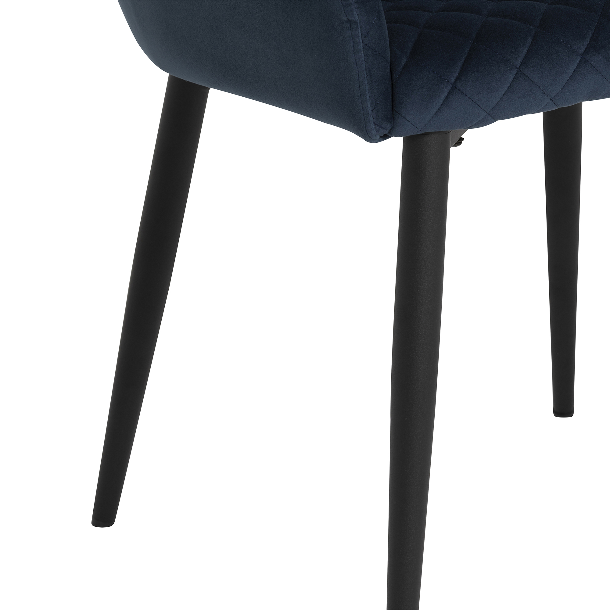 Rivington Blue Velvet Quilted Dining Chair, Blue Velvet and Black Legs