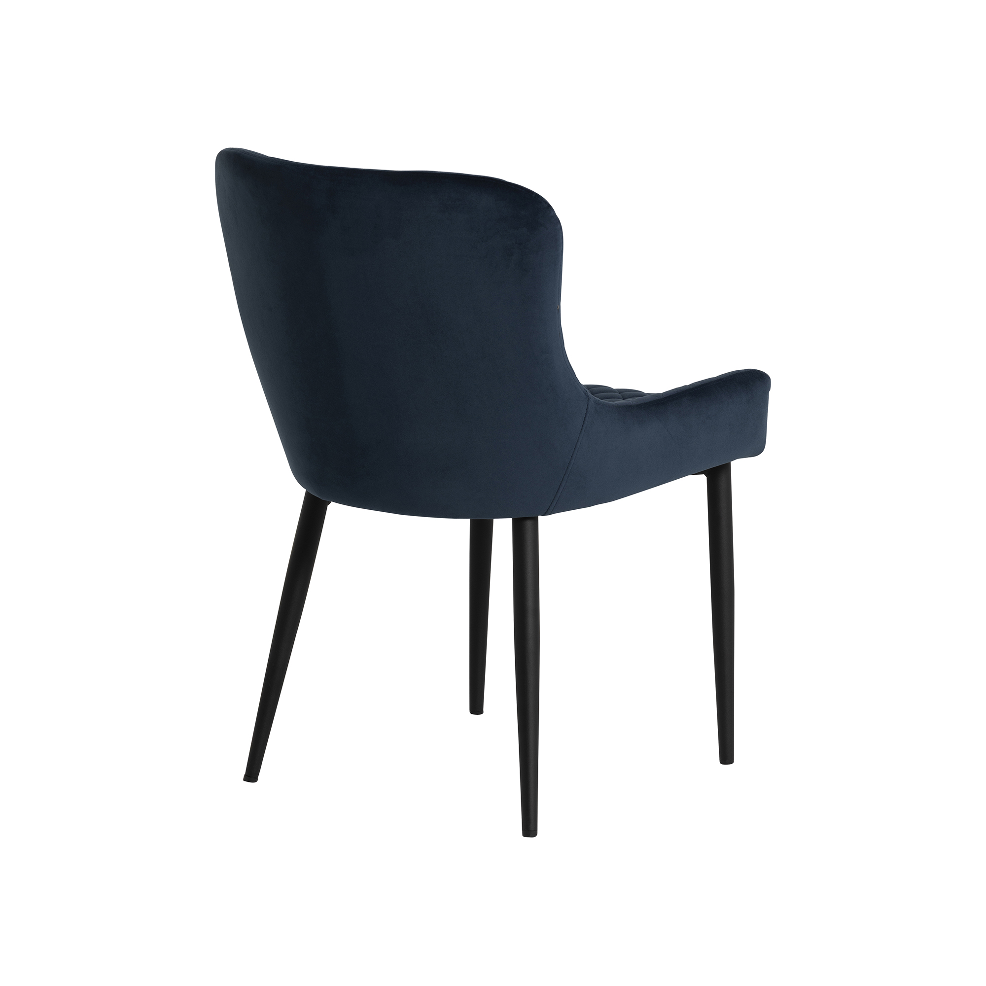 Rivington Blue Velvet Quilted Dining Chair, Blue Velvet and Black Legs