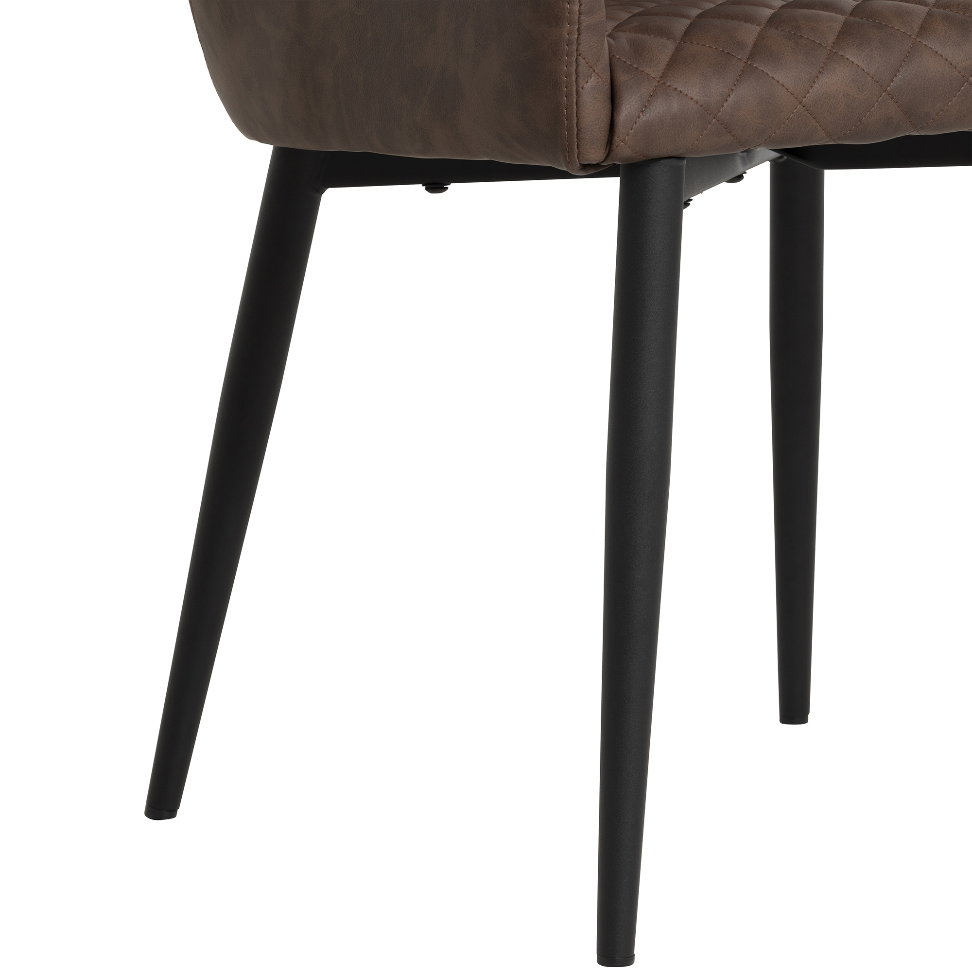 Rivington Brown Faux Leather Quilted Dining Chair, Brown PU and Black Legs
