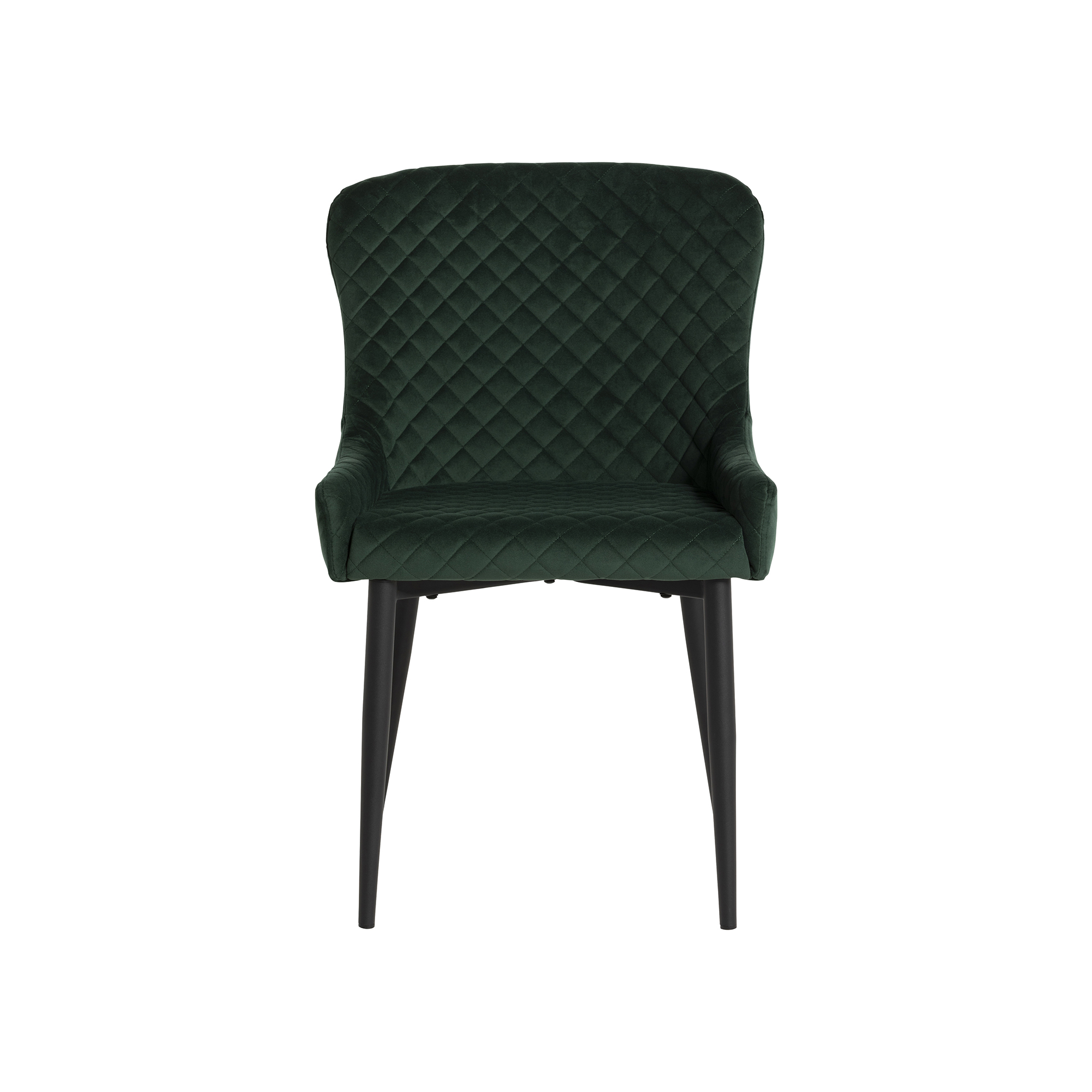 Rivington Green Velvet Quilted Dining Chair, Green Velvet  and Black Legs