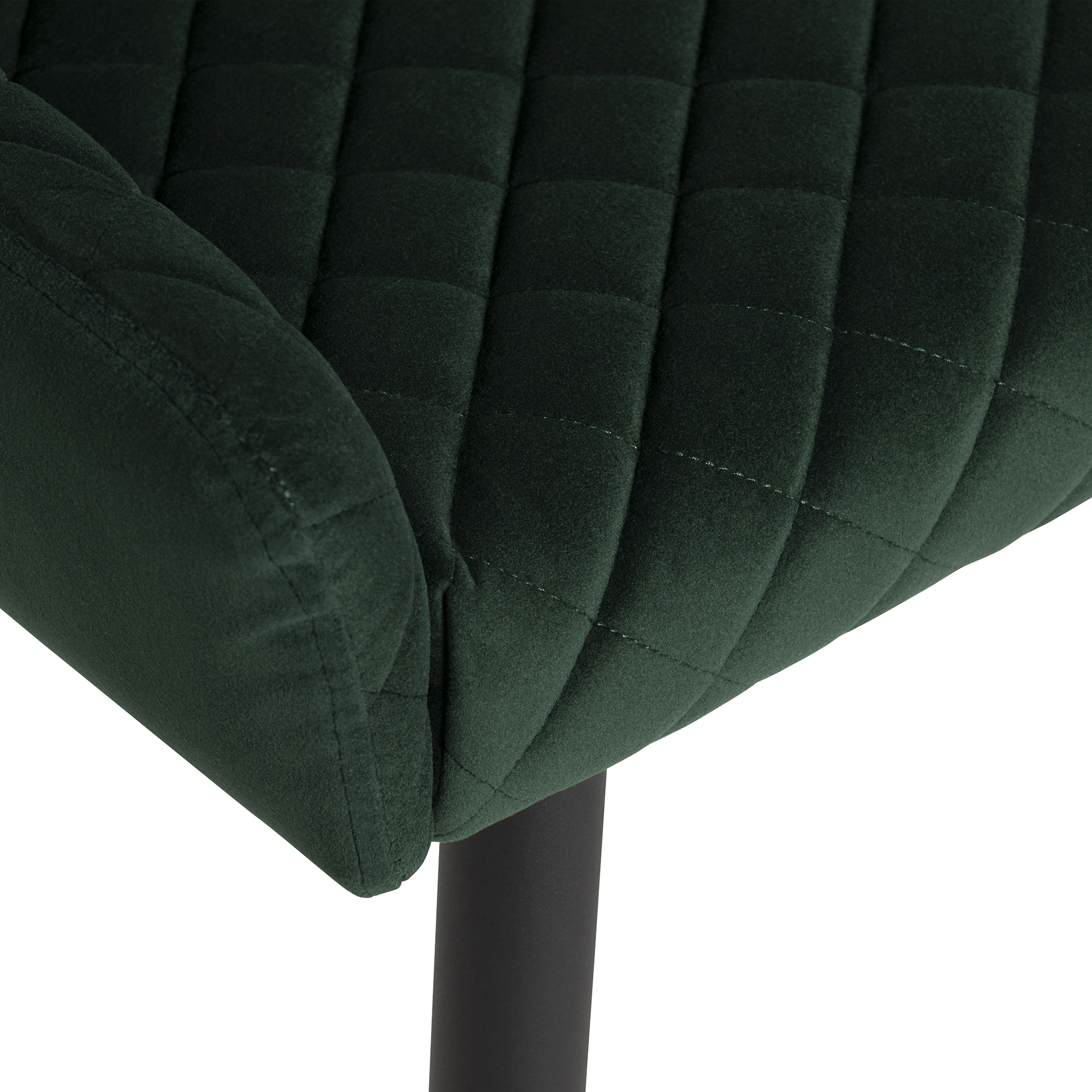 Rivington Green Velvet Quilted Dining Chair, Green Velvet  and Black Legs