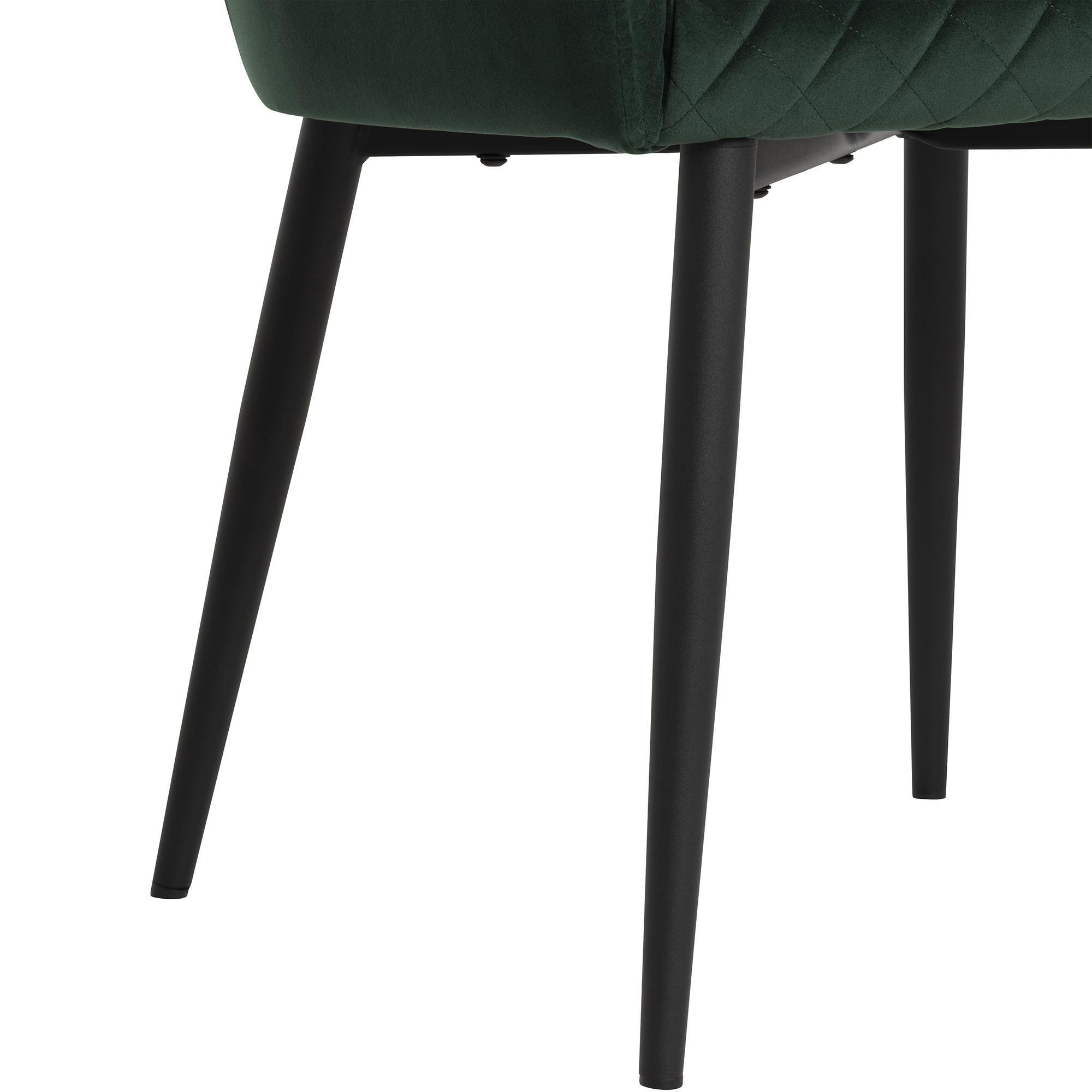 Rivington Green Velvet Quilted Dining Chair, Green Velvet  and Black Legs