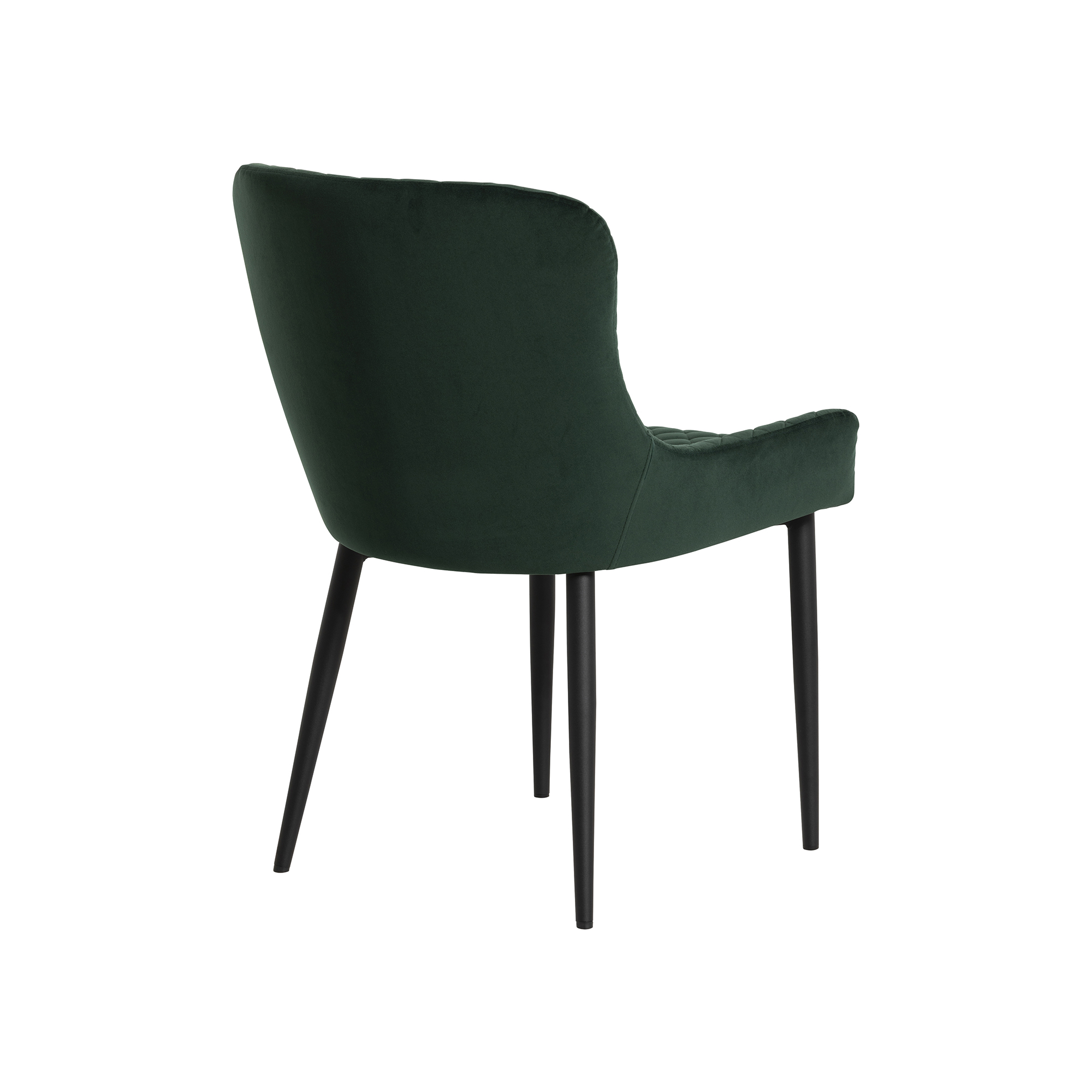 Rivington Green Velvet Quilted Dining Chair, Green Velvet  and Black Legs