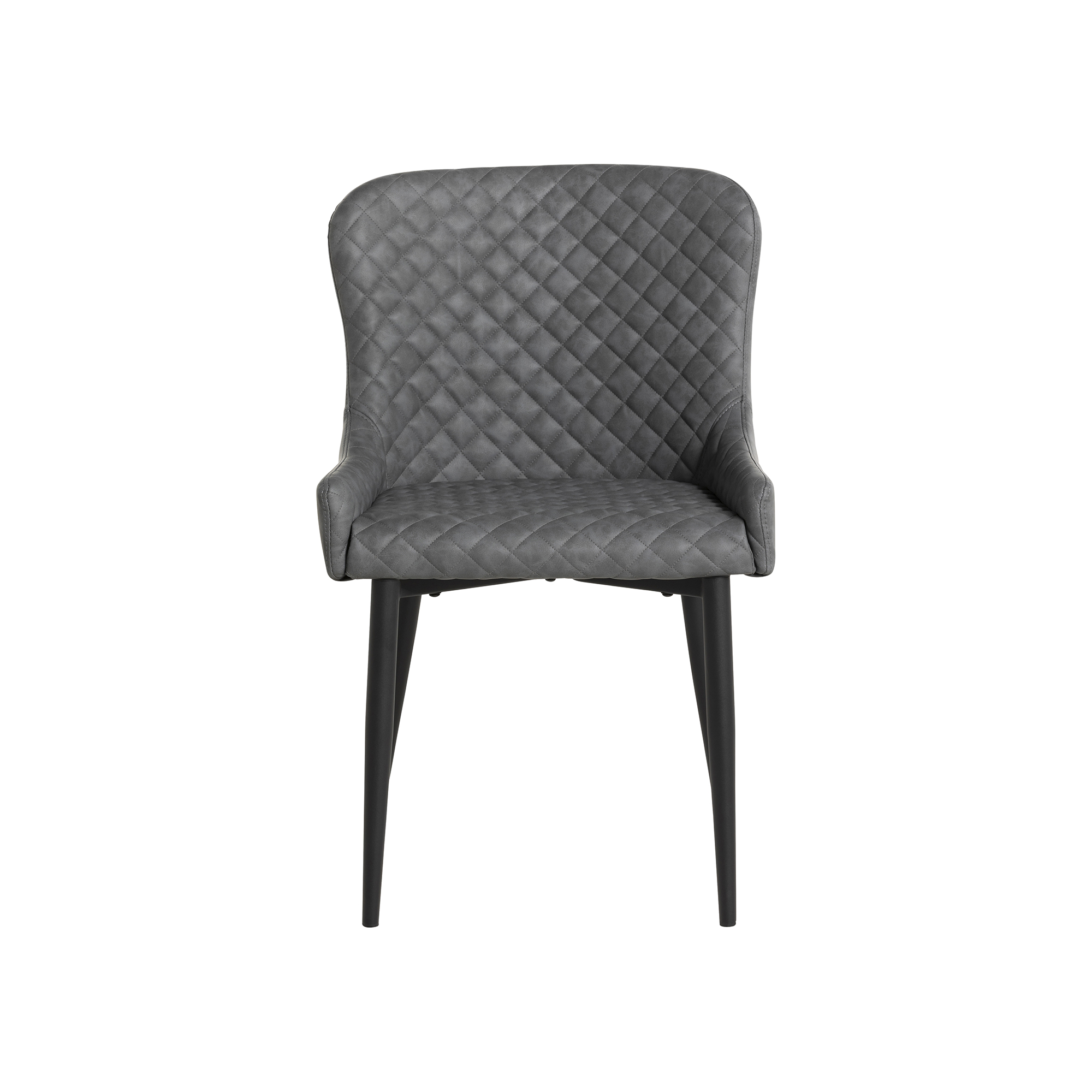 Rivington Grey Faux Leather Quilted Dining Chair, Grey PU and Black Legs