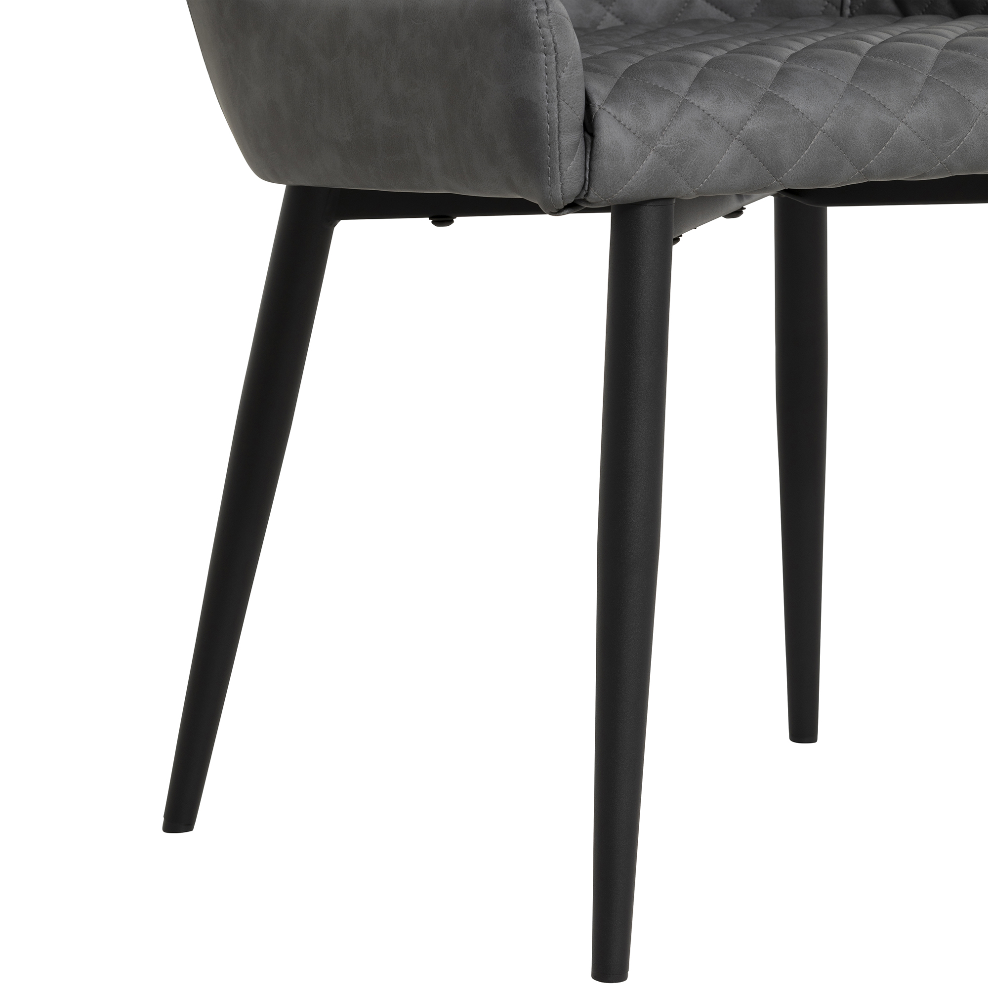 Rivington Grey Faux Leather Quilted Dining Chair, Grey PU and Black Legs