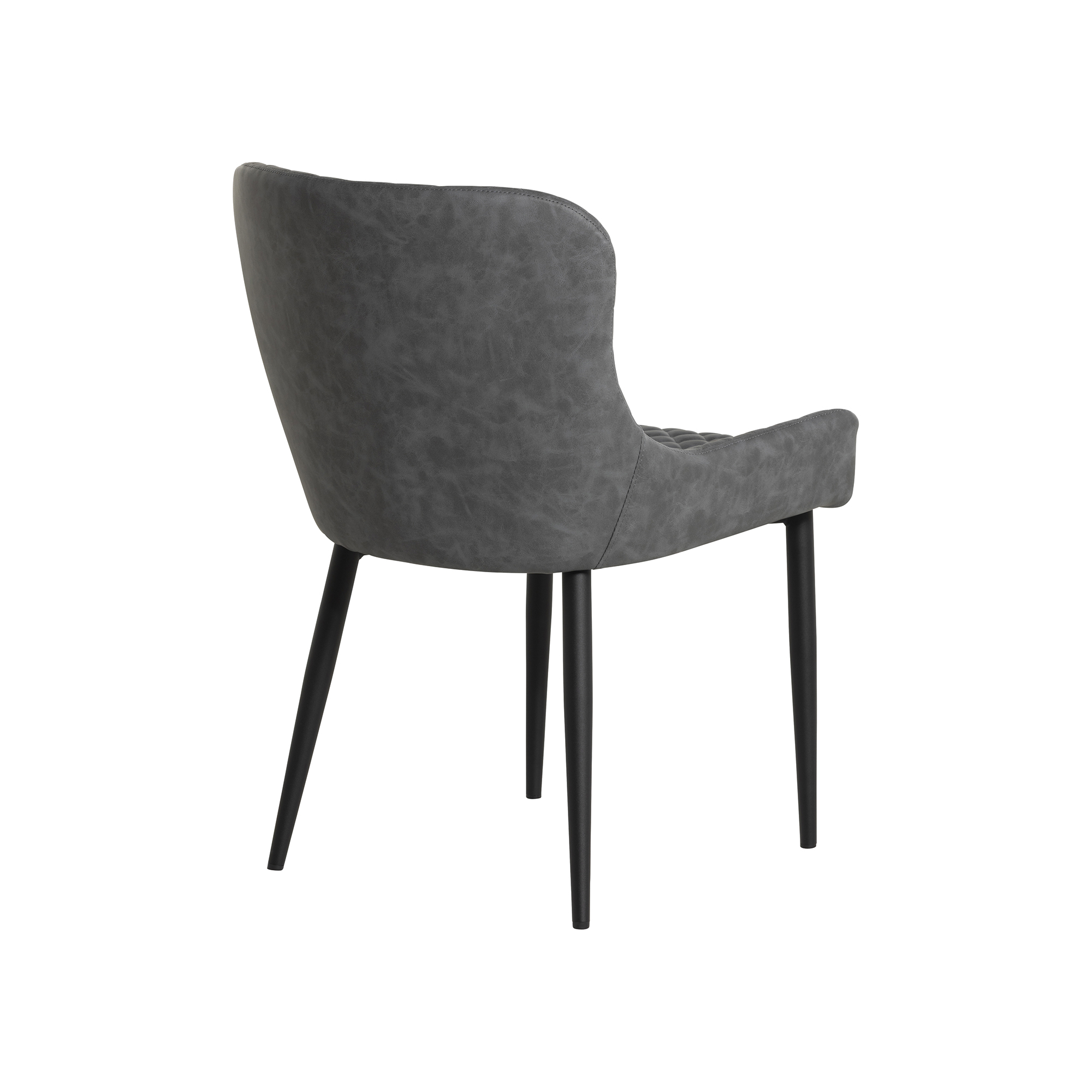 Rivington Grey Faux Leather Quilted Dining Chair, Grey PU and Black Legs