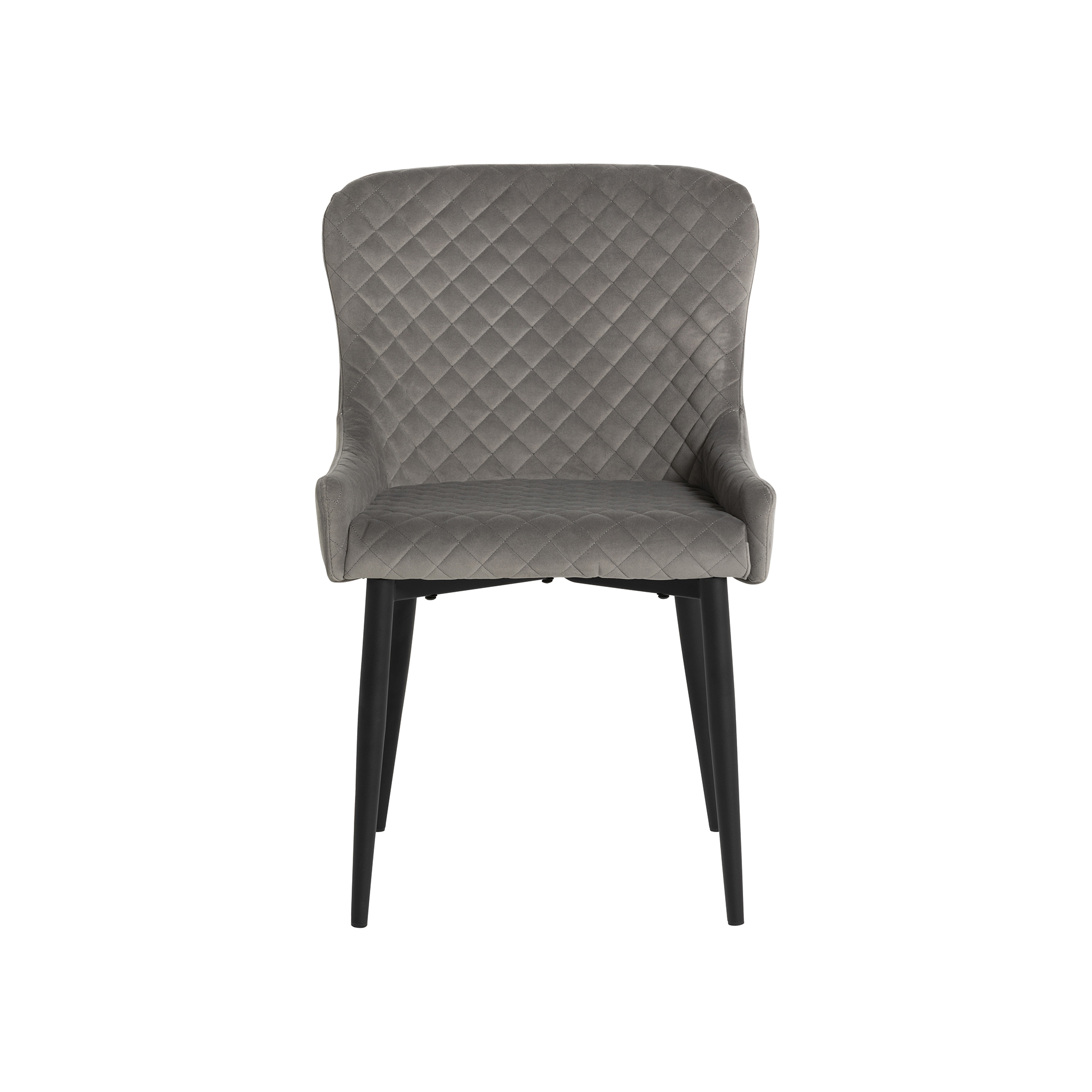 Rivington Grey Velvet Quilted Dining Chair, Grey Velvet and Black Legs