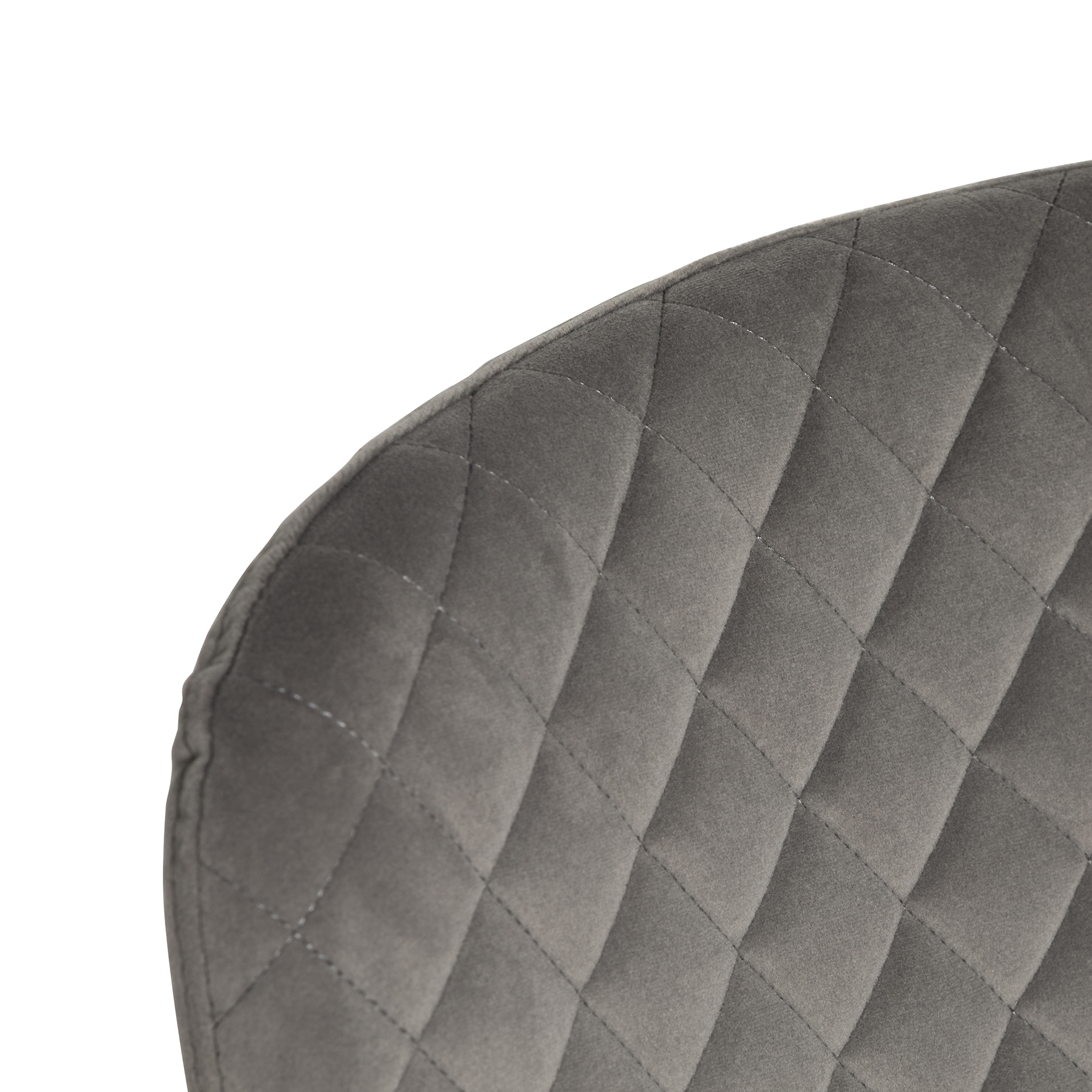 Rivington Grey Velvet Quilted Dining Chair, Grey Velvet and Black Legs