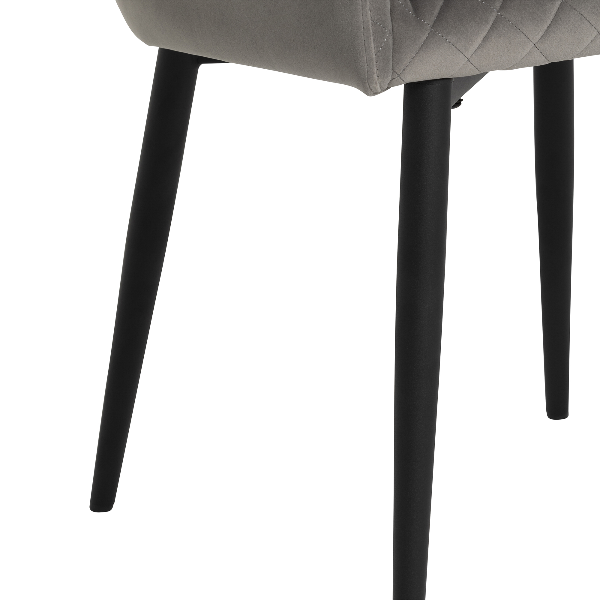Rivington Grey Velvet Quilted Dining Chair, Grey Velvet and Black Legs