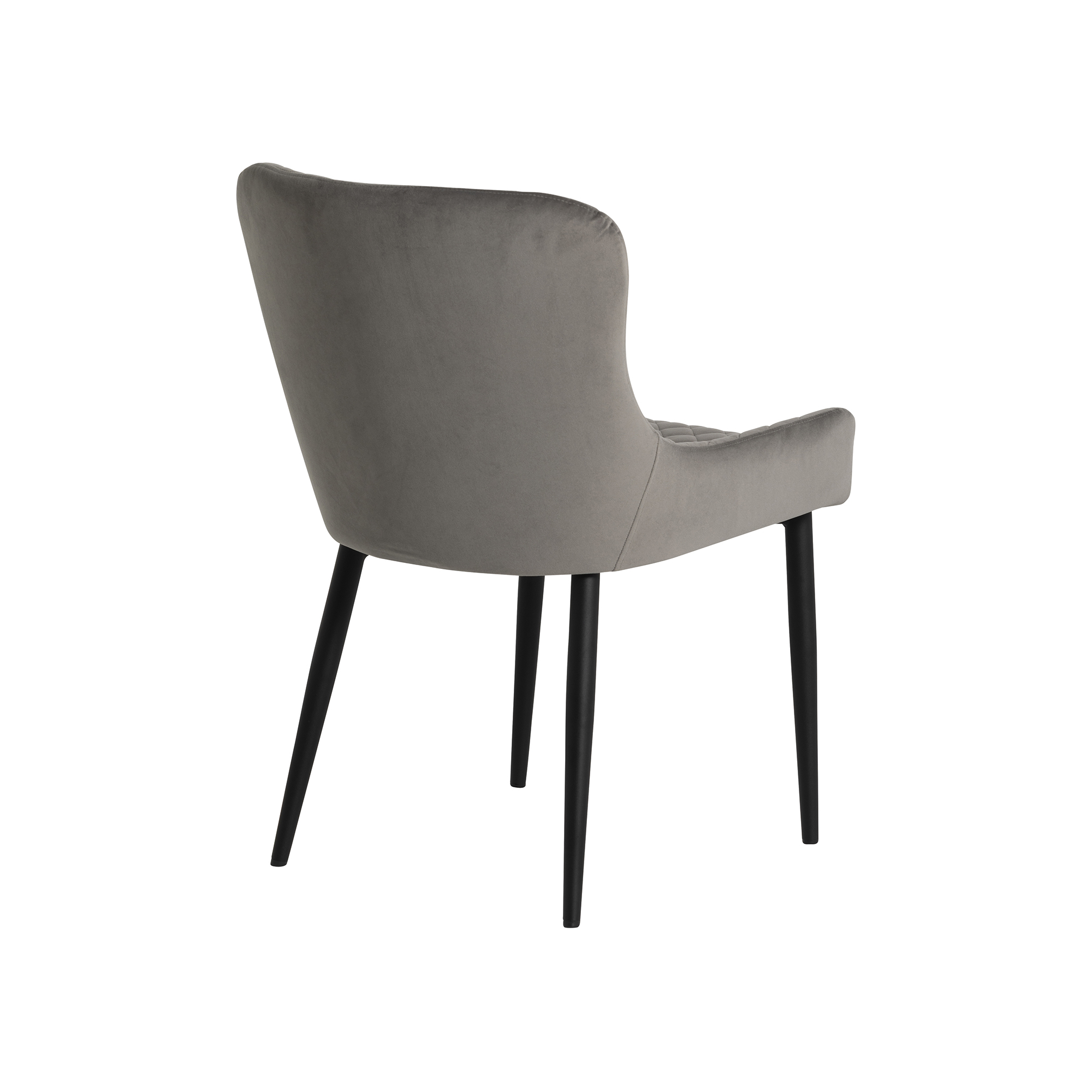 Rivington Grey Velvet Quilted Dining Chair, Grey Velvet and Black Legs
