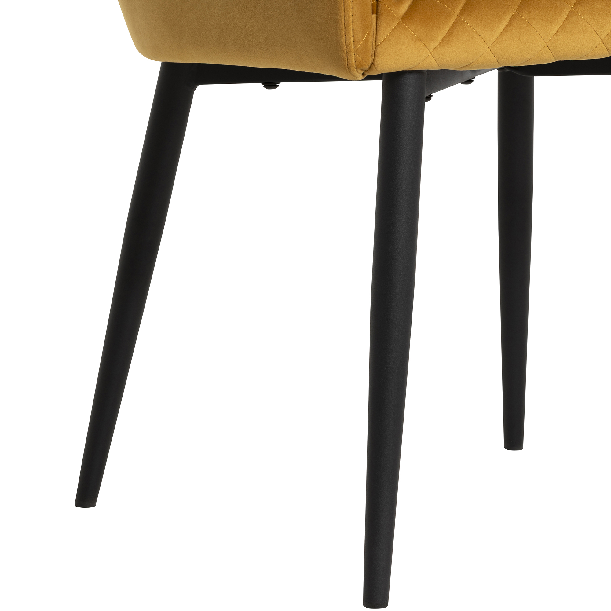 Rivington Golden Velvet Quilted Dining Chair, Mustard Velvet and Black Legs