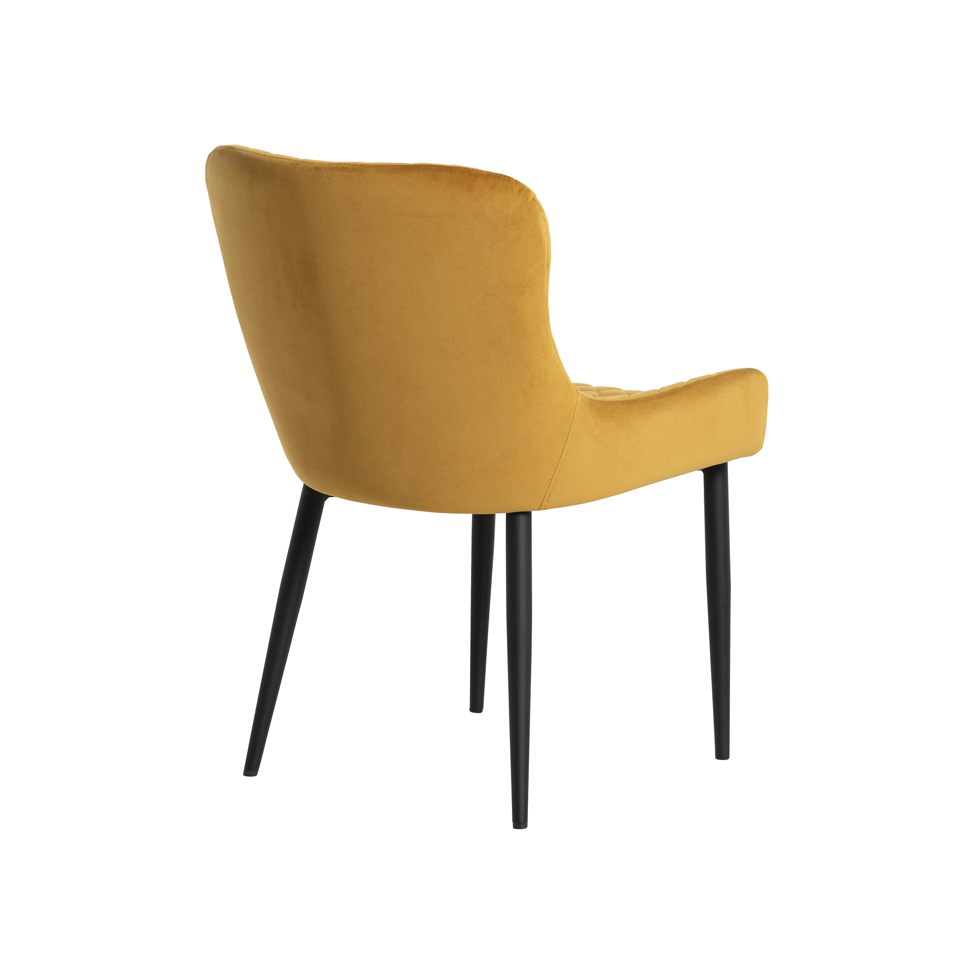 Rivington Golden Velvet Quilted Dining Chair, Mustard Velvet and Black Legs