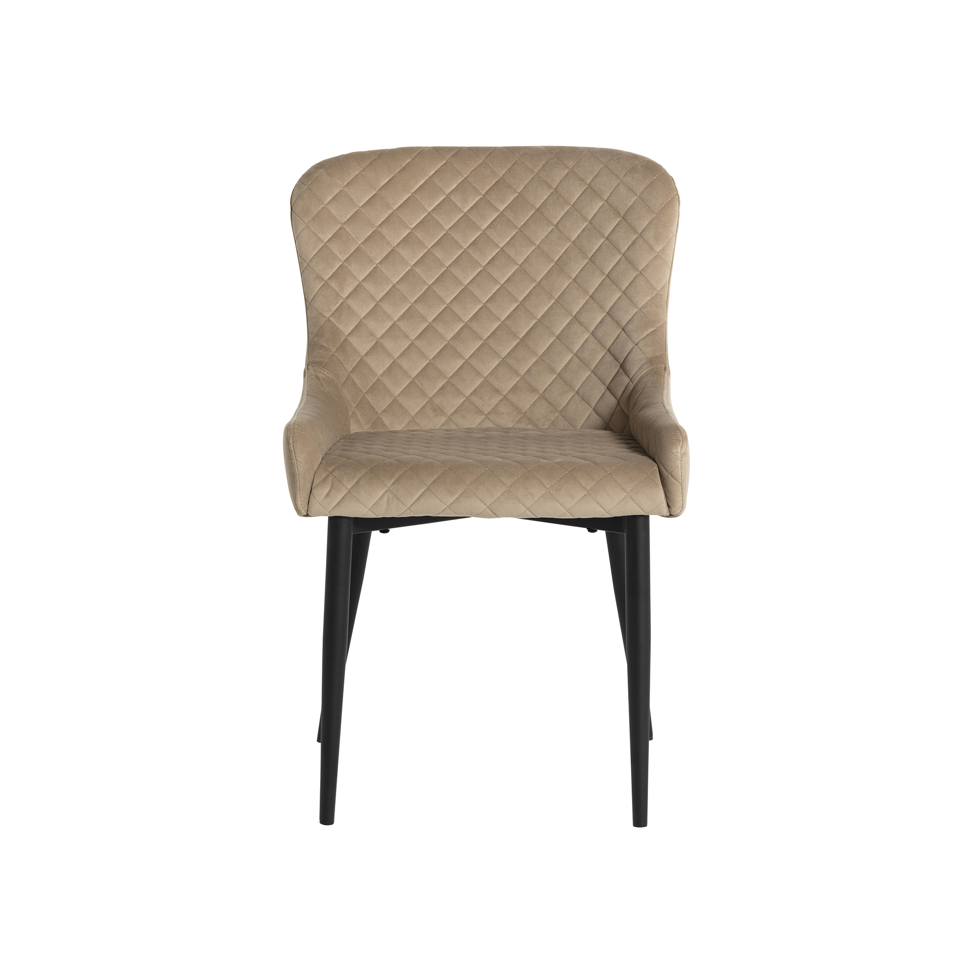 Rivington Neutral Velvet Quilted Dining Chair, Taupe Velvet and Black Legs