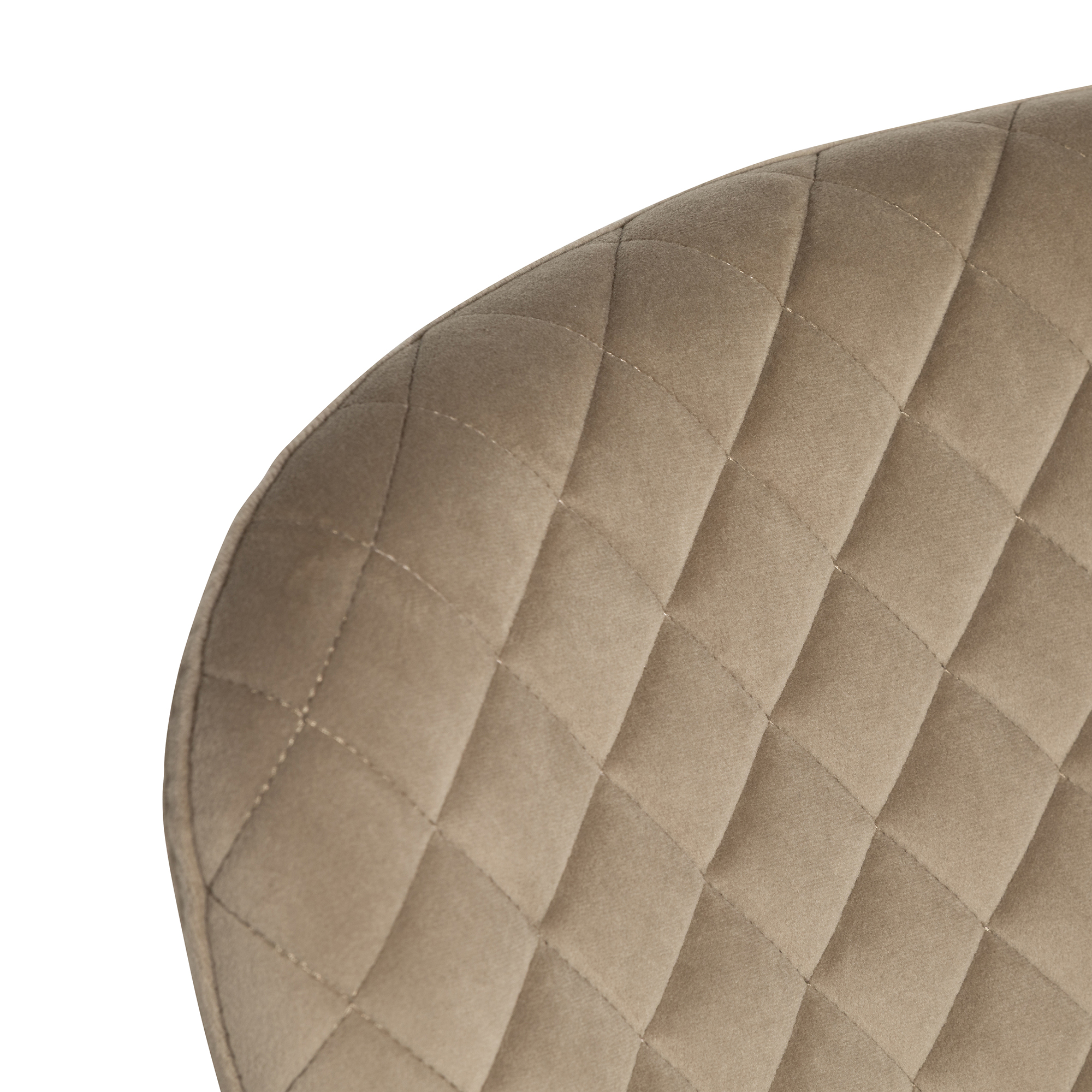 Rivington Neutral Velvet Quilted Dining Chair, Taupe Velvet and Black Legs