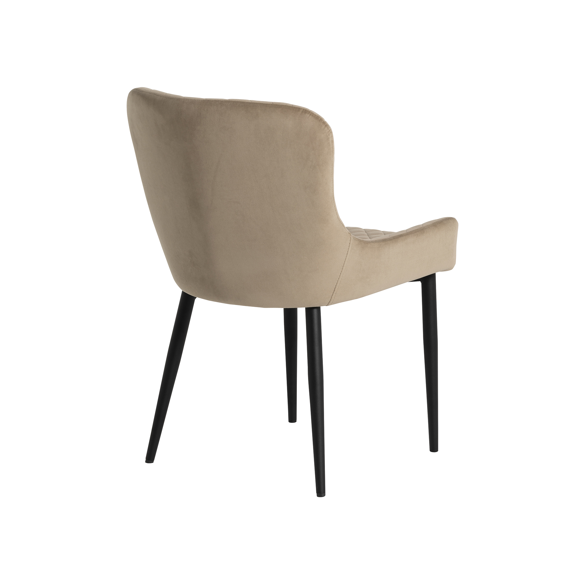 Rivington Neutral Velvet Quilted Dining Chair, Taupe Velvet and Black Legs