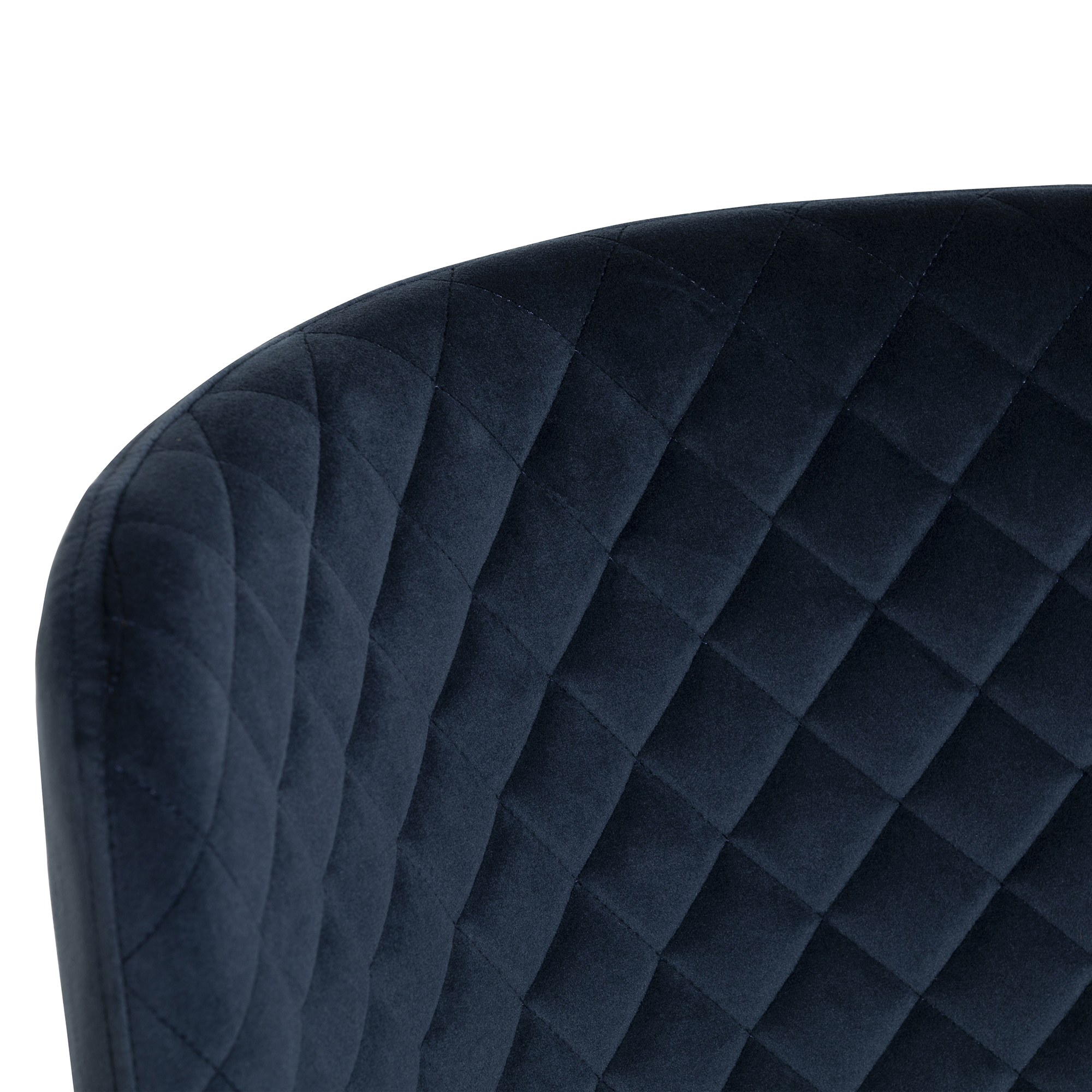 Rivington Blue Velvet Quilted Counter Stool, Blue Velvet Fabric and Black Legs