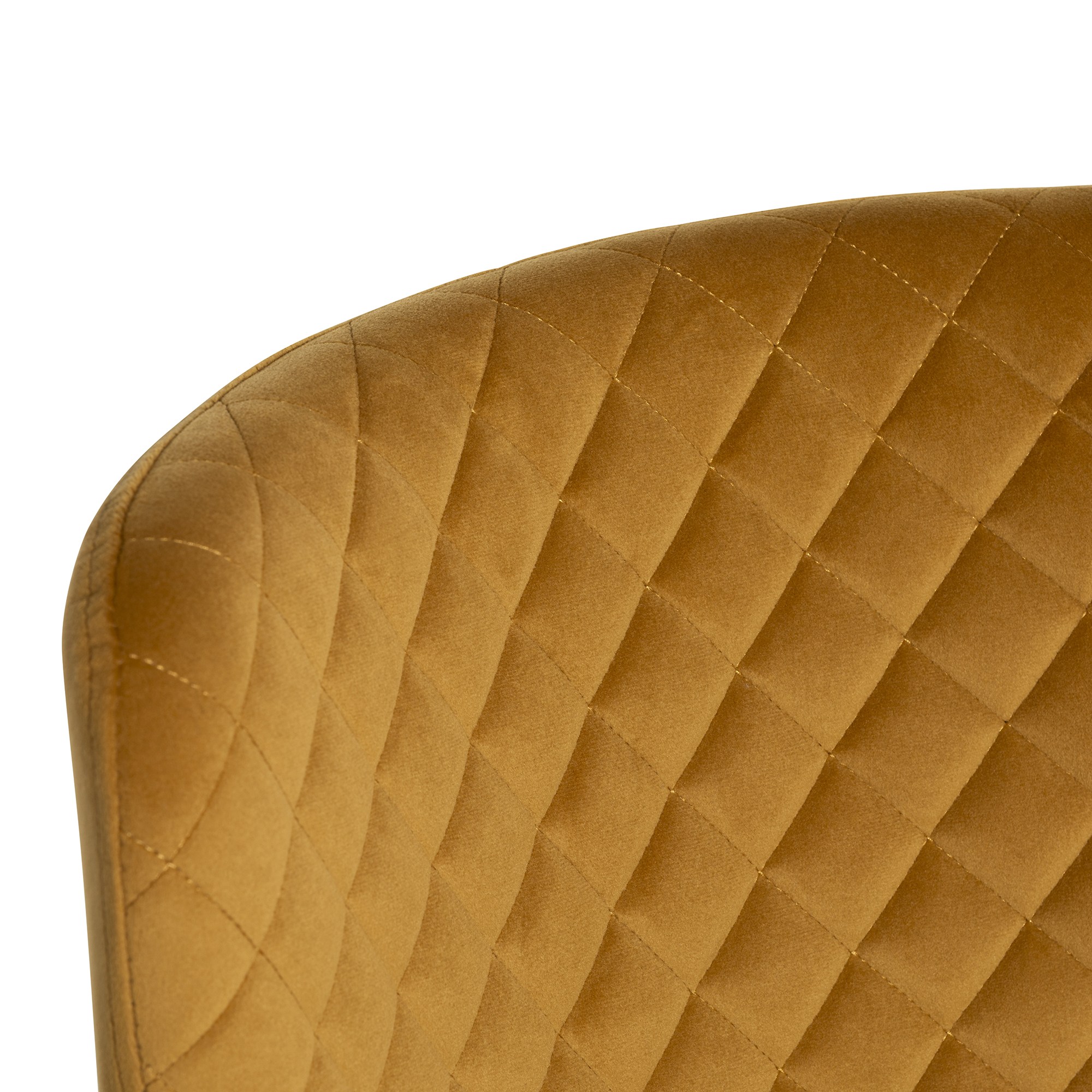 Rivington Golden Velvet Quilted Counter Stool, Mustard Velvet and Black Legs